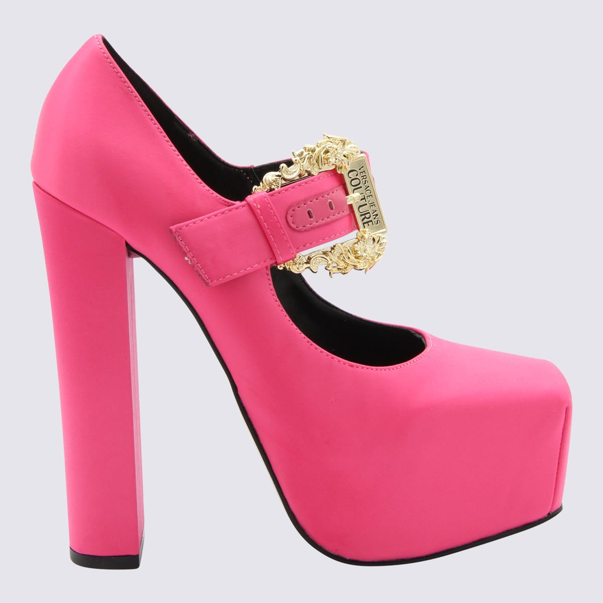 VERSACE JEANS COUTURE PINK CANVAS HURLEY PUMPS