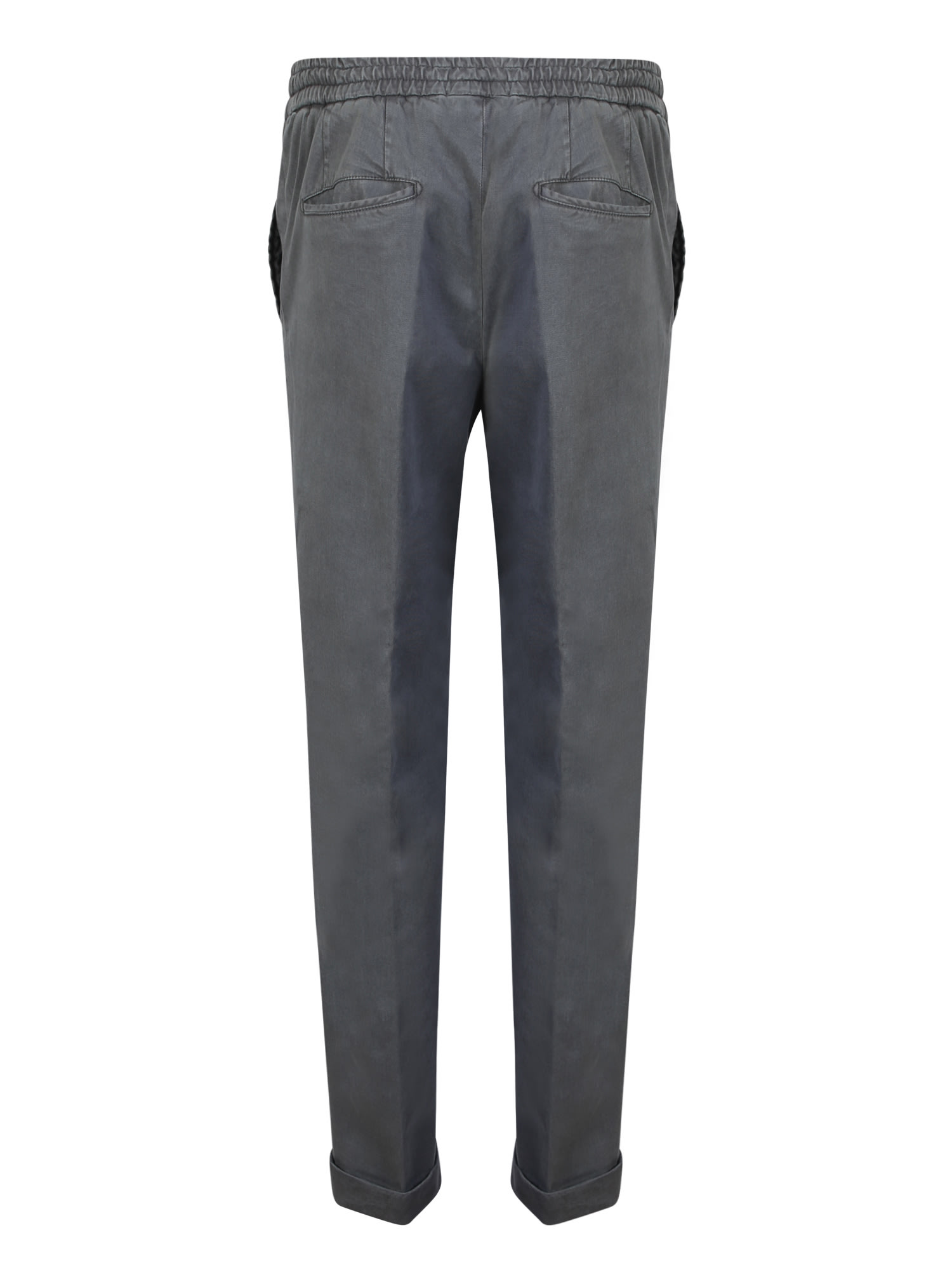 Shop Kiton Drawstring Lyocell And Cotton Pants In Grey