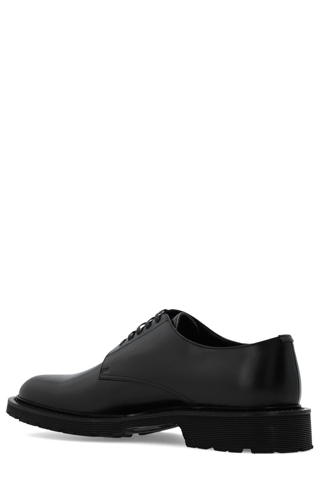 Saint Laurent Black Leather Lace-up Shoes In Black