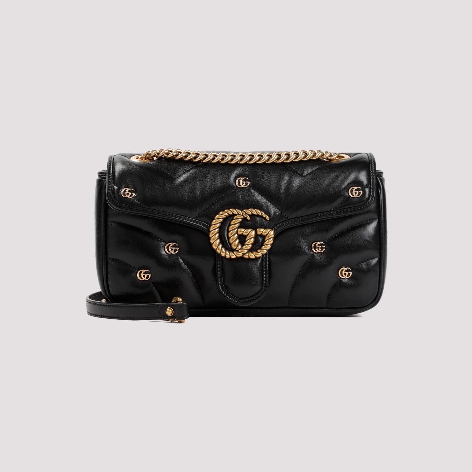 Shop Gucci Gg Marmont Small Shoulder Bag In Black