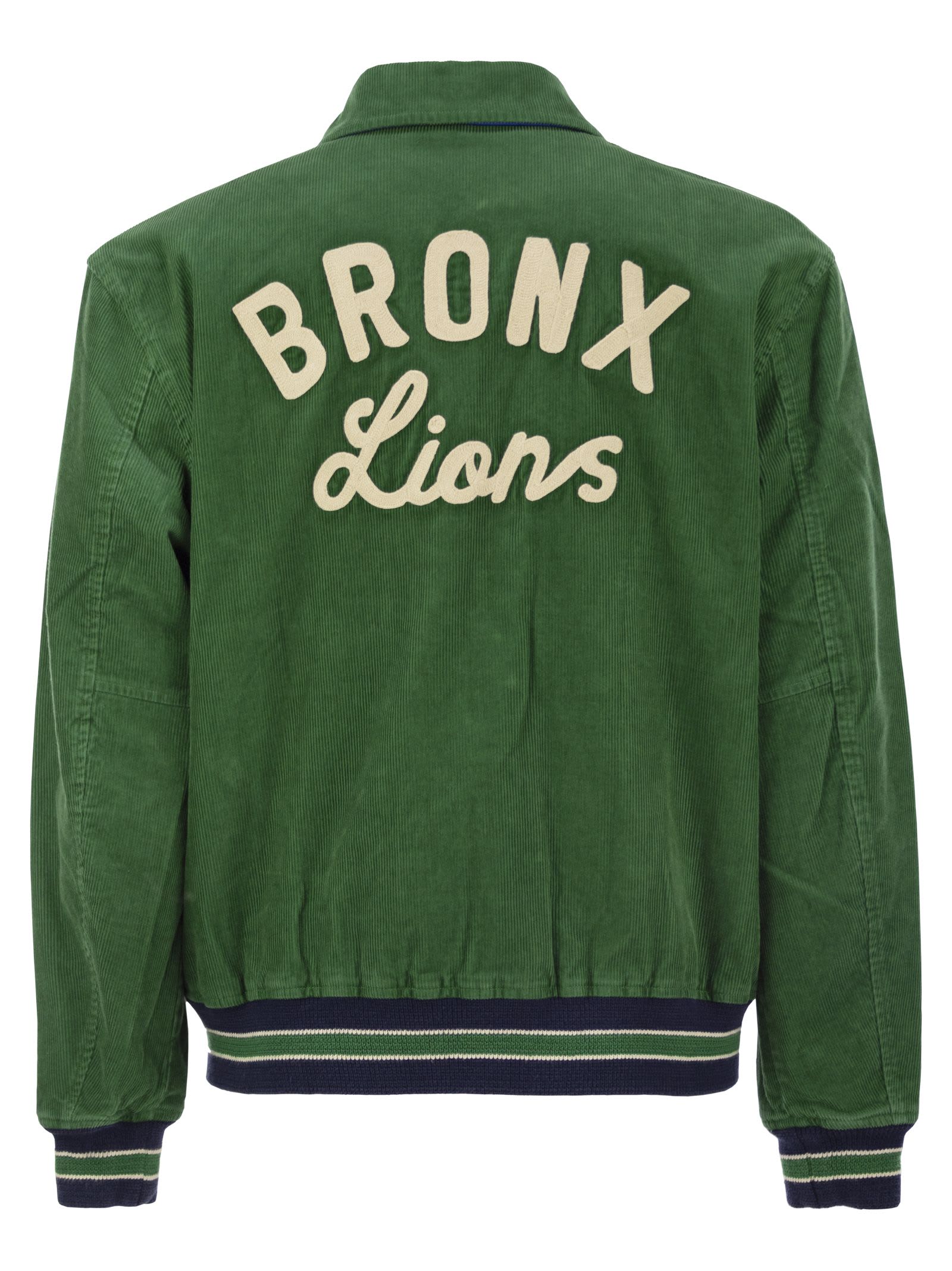 Shop Polo Ralph Lauren Reversible Letterman Jacket In Green/blue