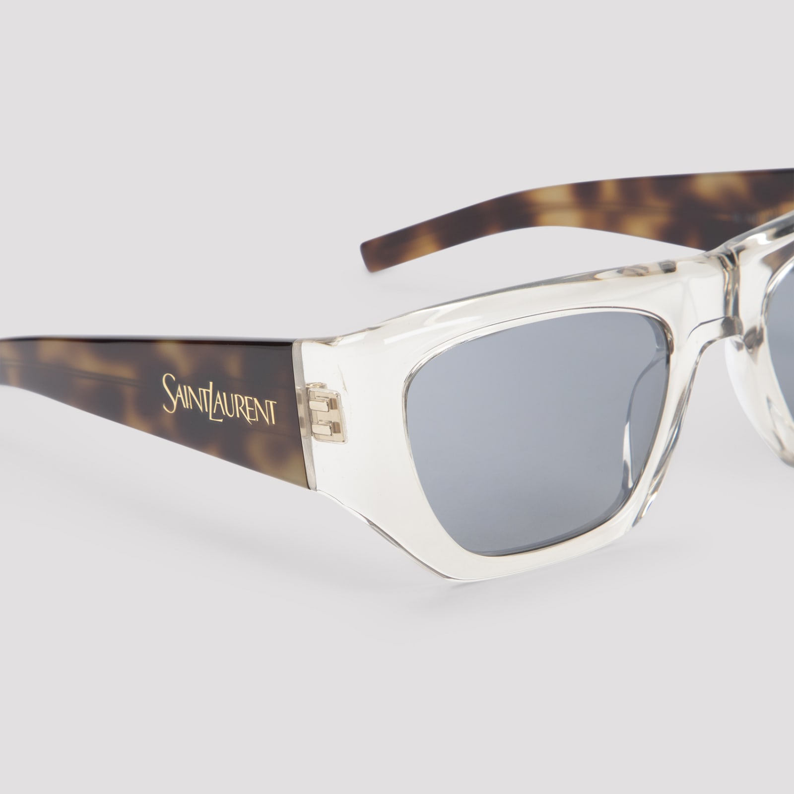 Shop Saint Laurent Sunglasses In Beige Beige Silver