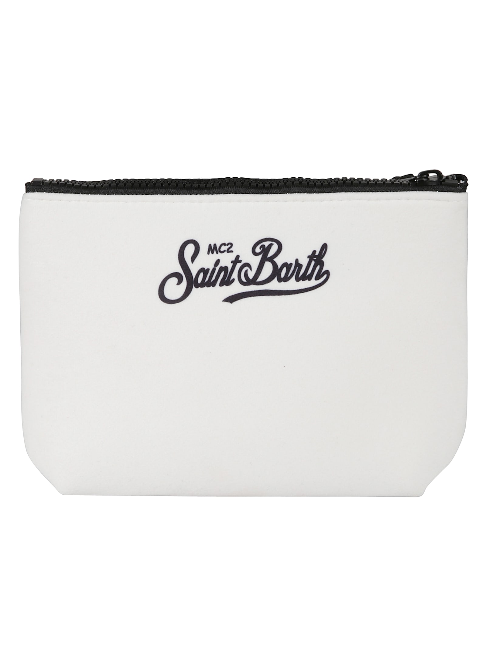 Mc2 Saint Barth Heart Print Clutch Bag With Wrist Strap In White