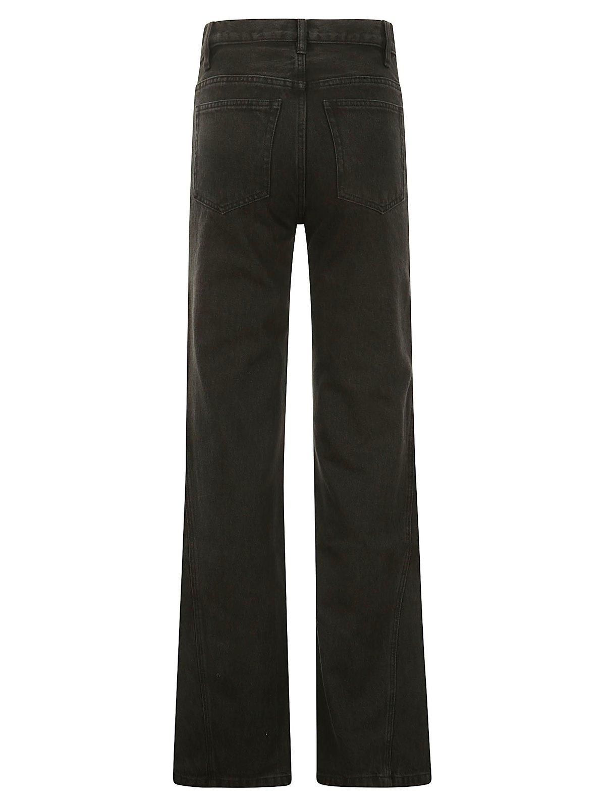 Shop Apc Button Detailed Straight Leg Jeans In Black