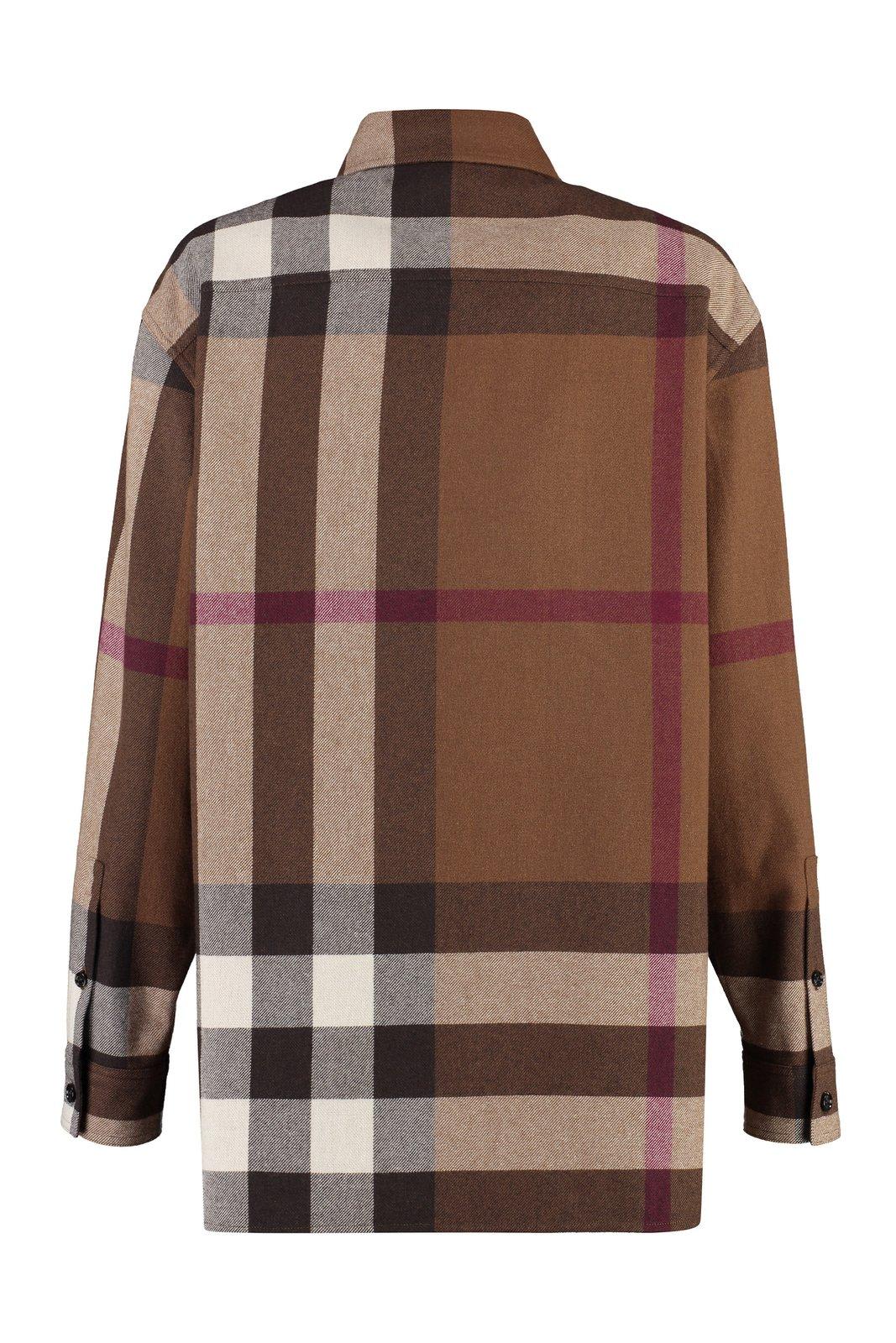 Burberry Check Wool Cotton Flannel Shirt In New ModeSens