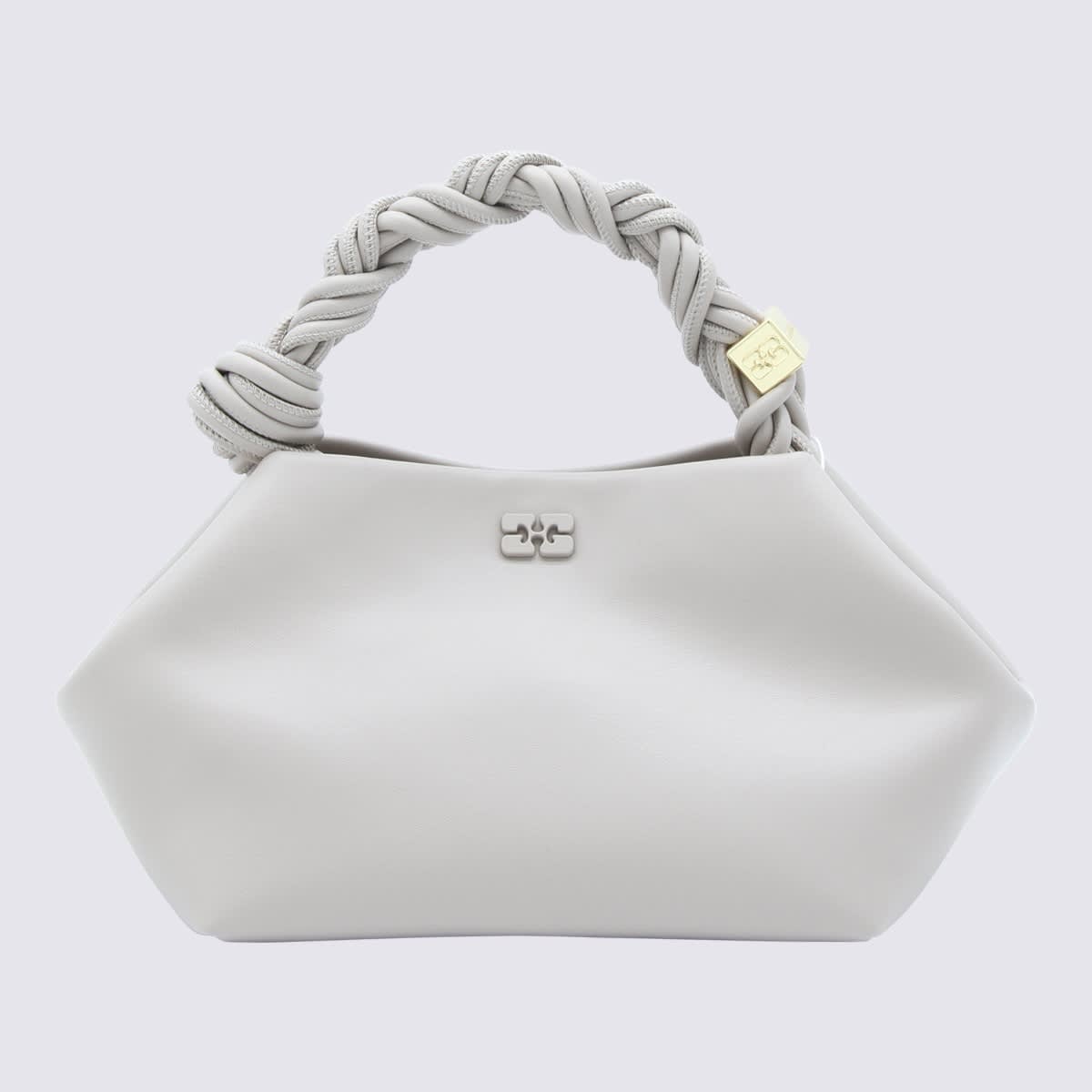 Shop Ganni Oyster Grey Bou Small Top Handle Bag In Oyster Gray