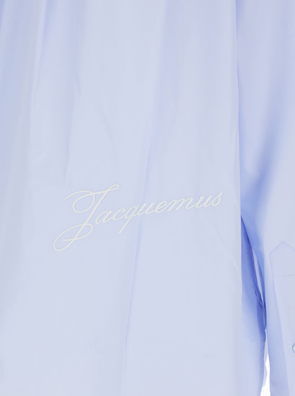 Jacquemus Simon Light Blue Shirt With Logo Lettering On The Front In Cotton Man In Blue