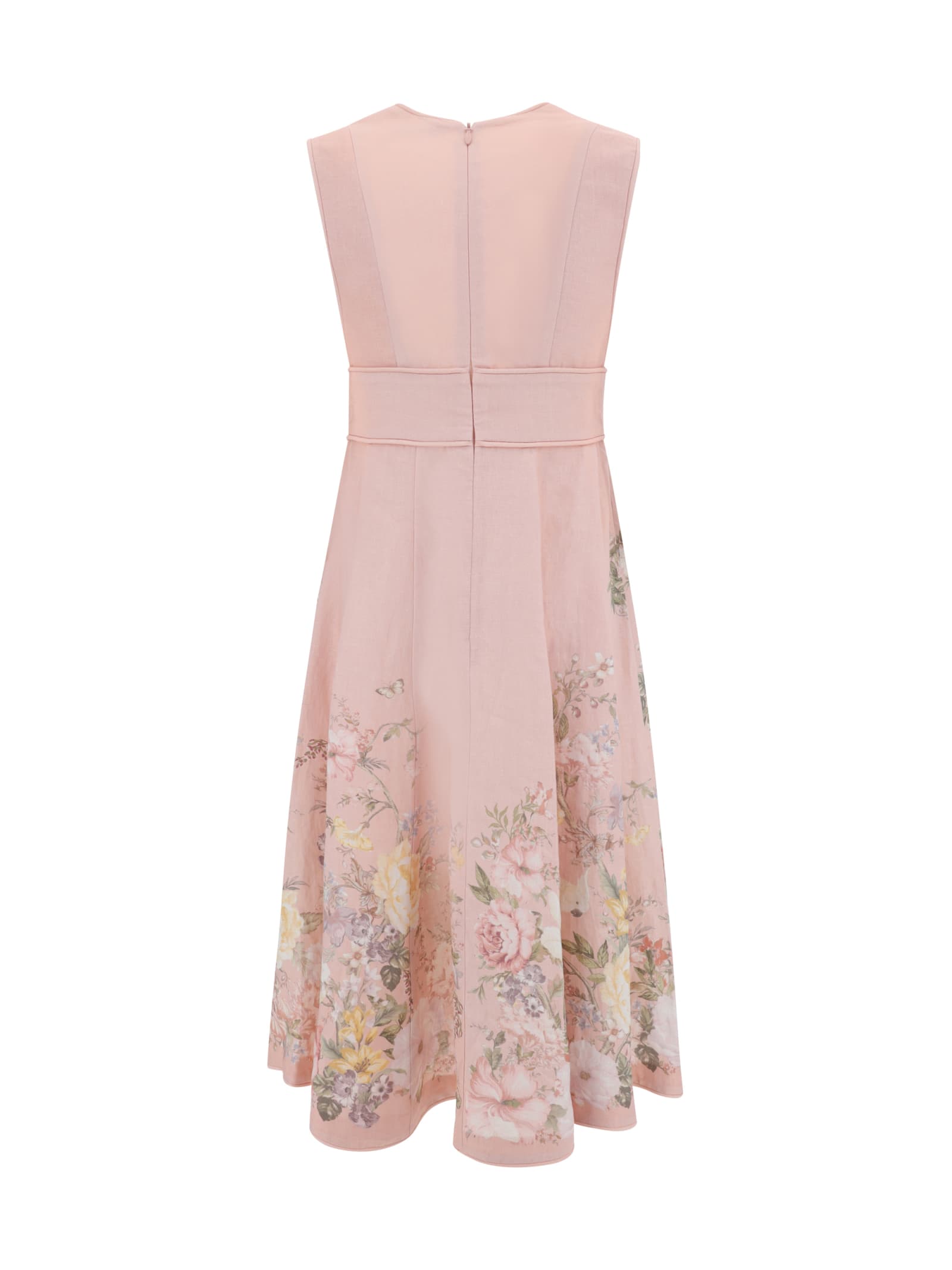 Shop Zimmermann Waverly Plunge Dress In Pink Floral