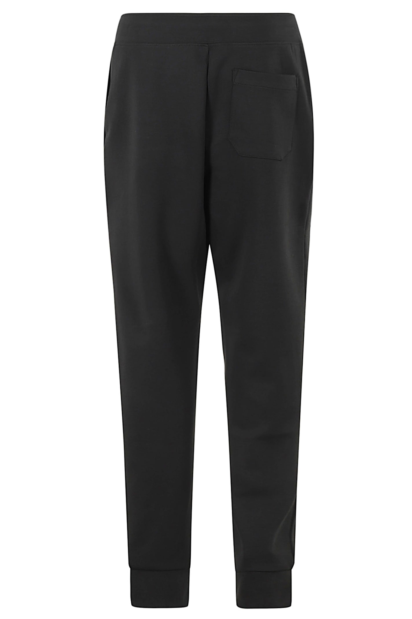 Polo Ralph Lauren Elastic Waistband Fleece Sweatpants With Ribbed Cuffs In Black