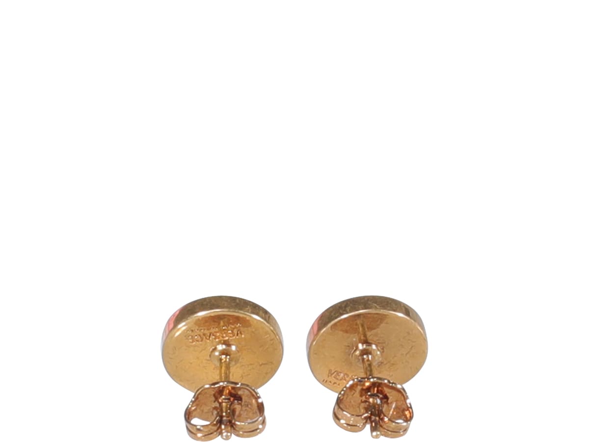 Shop Versace Medusa Enameled Stud Earrings In Gold
