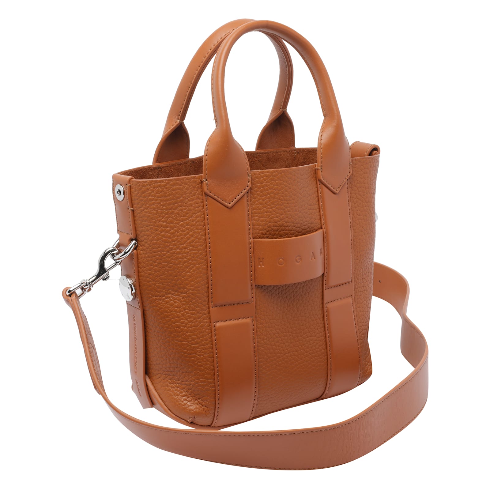 Hogan Small Leather Cross-body Handbag And Handles In Brown