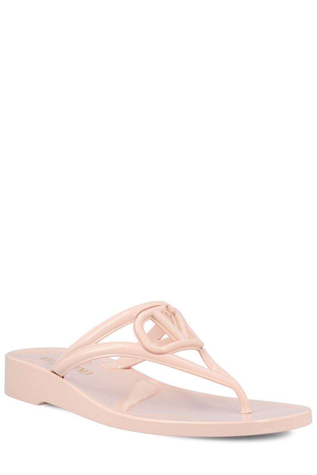Shop Valentino Vlogo Signature Slip-on Flip Flops In Pink
