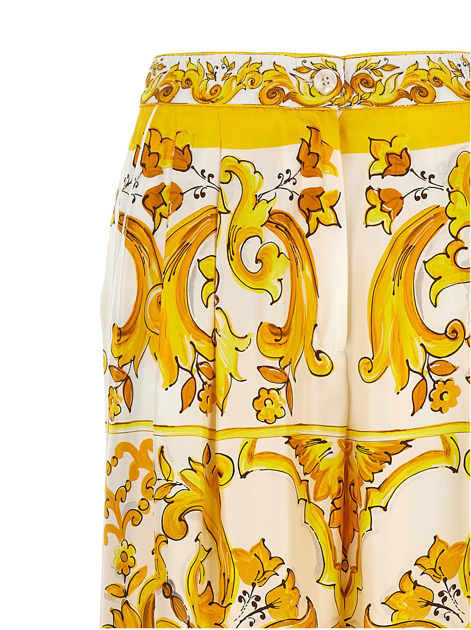 Shop Dolce & Gabbana Maiolica Trousers In Yellow