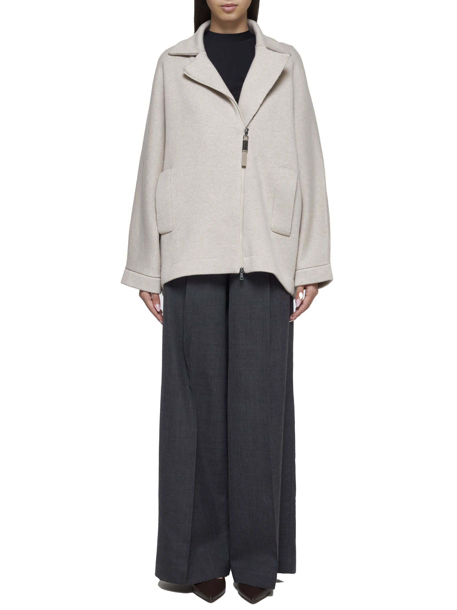 Shop Brunello Cucinelli Cardigan In Feather Nebbia