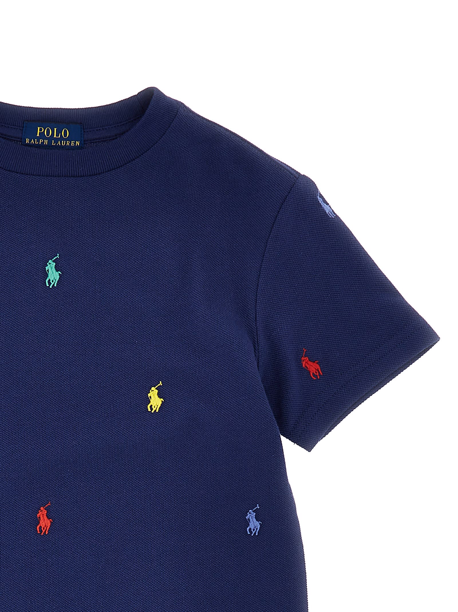 POLO RALPH LAUREN BOY T-SHIRT WITH LOGO EMBROIDERED Kid Blue
