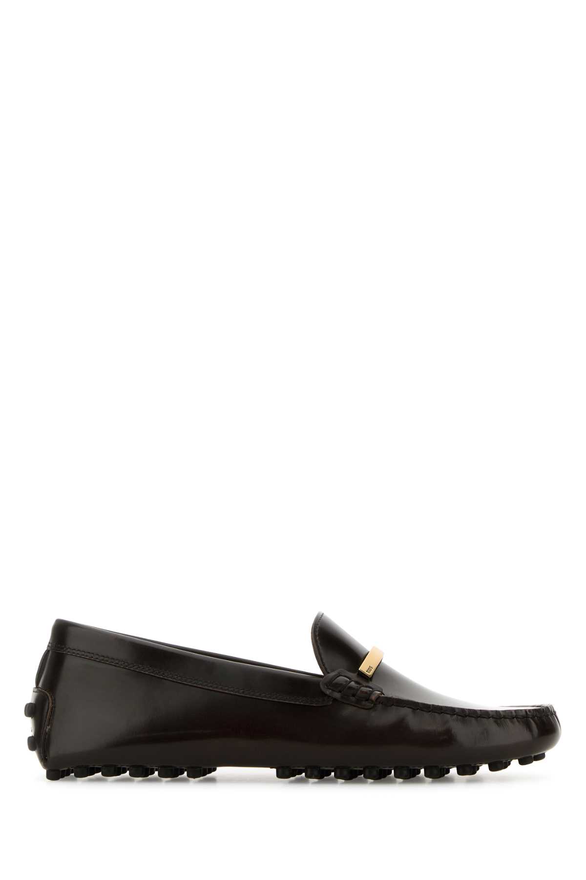 Shop Tod's Brown Leather Loafers In S615