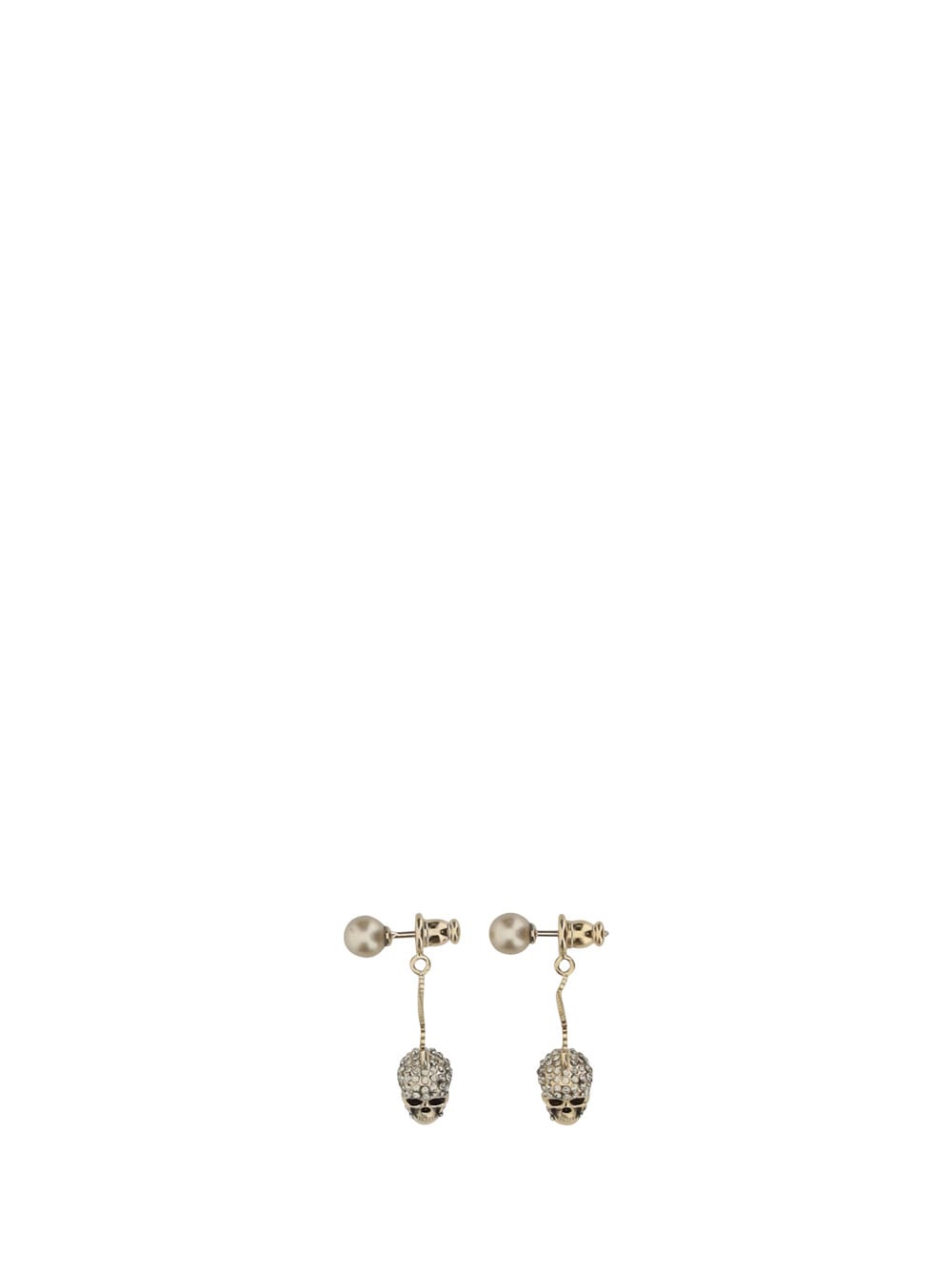 Skull Earrings With Pave And Chain