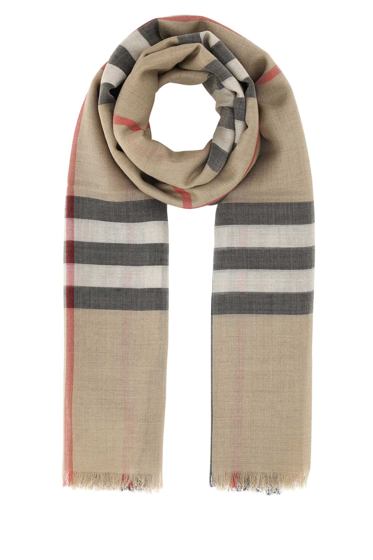 Shop Burberry Embroidered Wool Blend Scarf In A7026