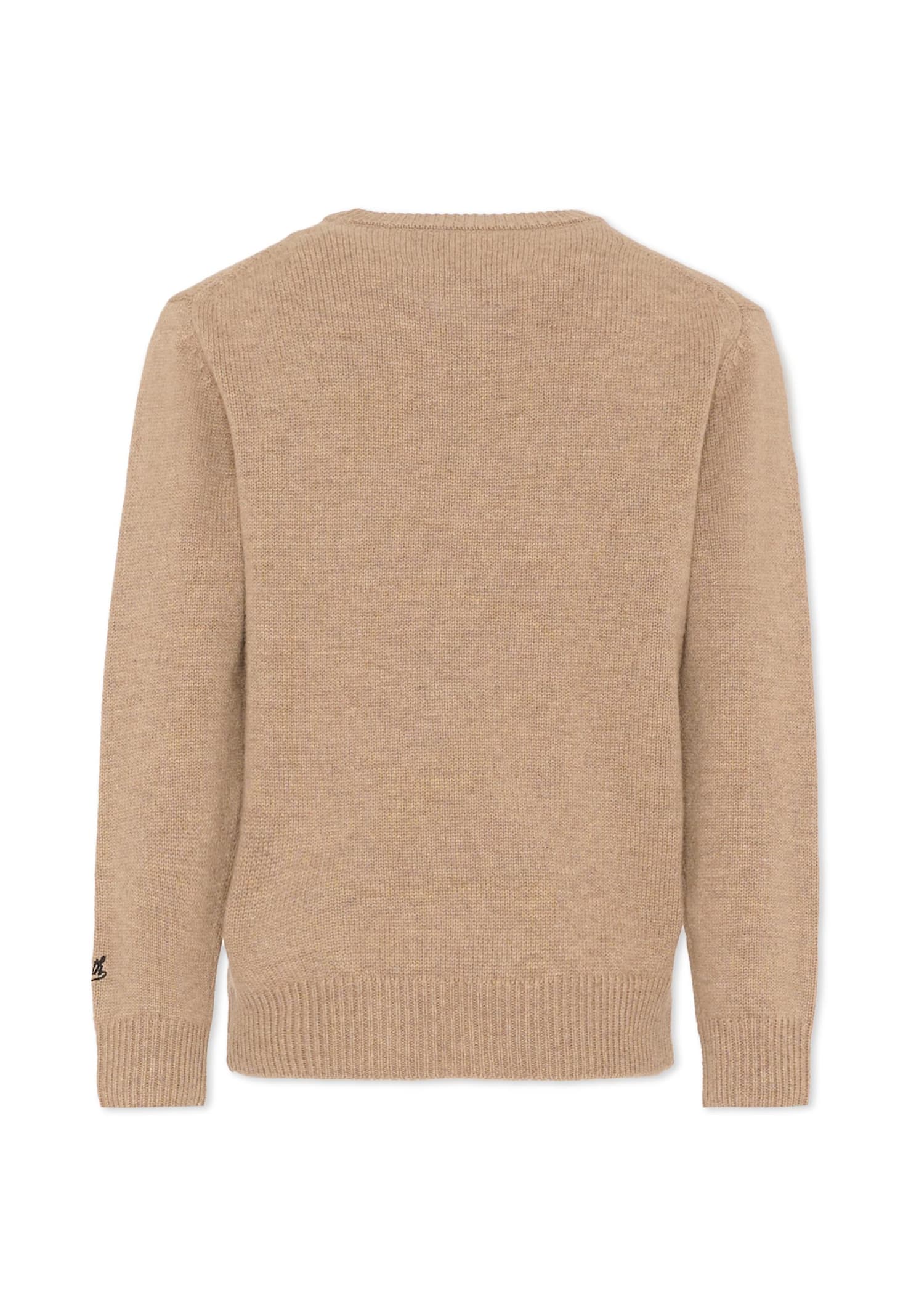 Mc2 Saint Barth Brown Sweater For Kids With Panda In Brown