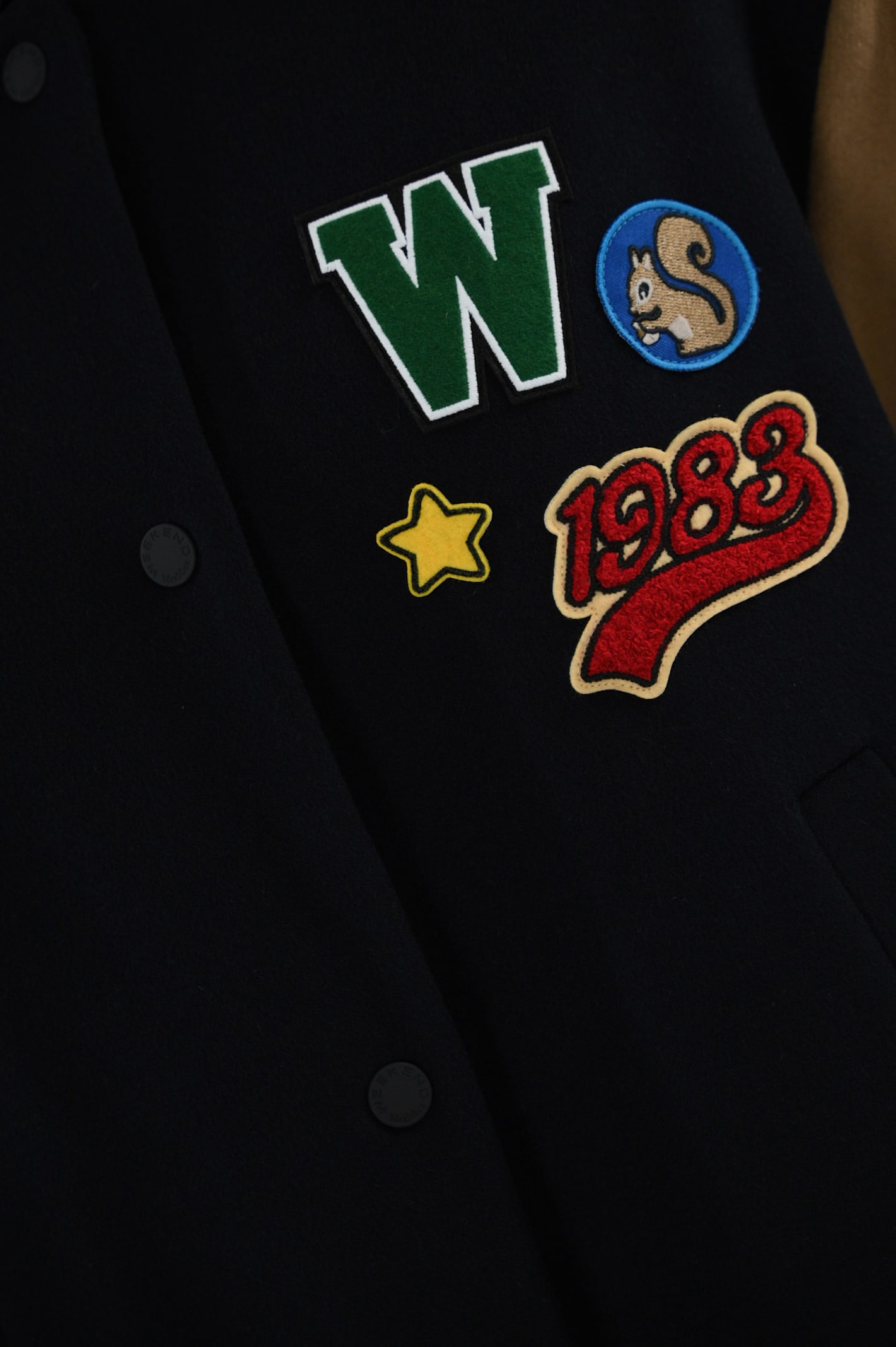 Weekend Max Mara Wool Bomber Jacket Embroidered Patches In Blue