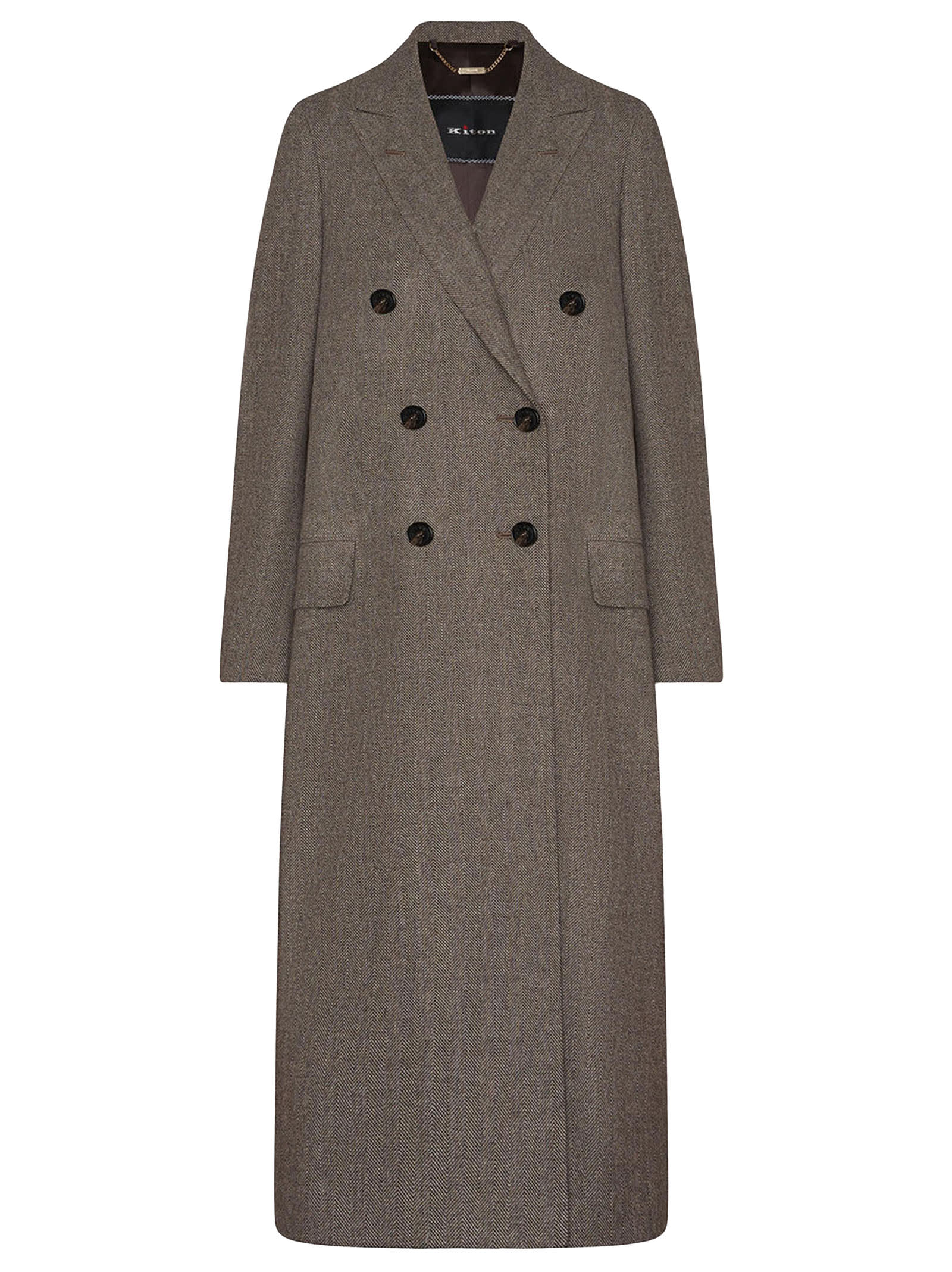 Shop Kiton Coat Virgin Wool In Beige