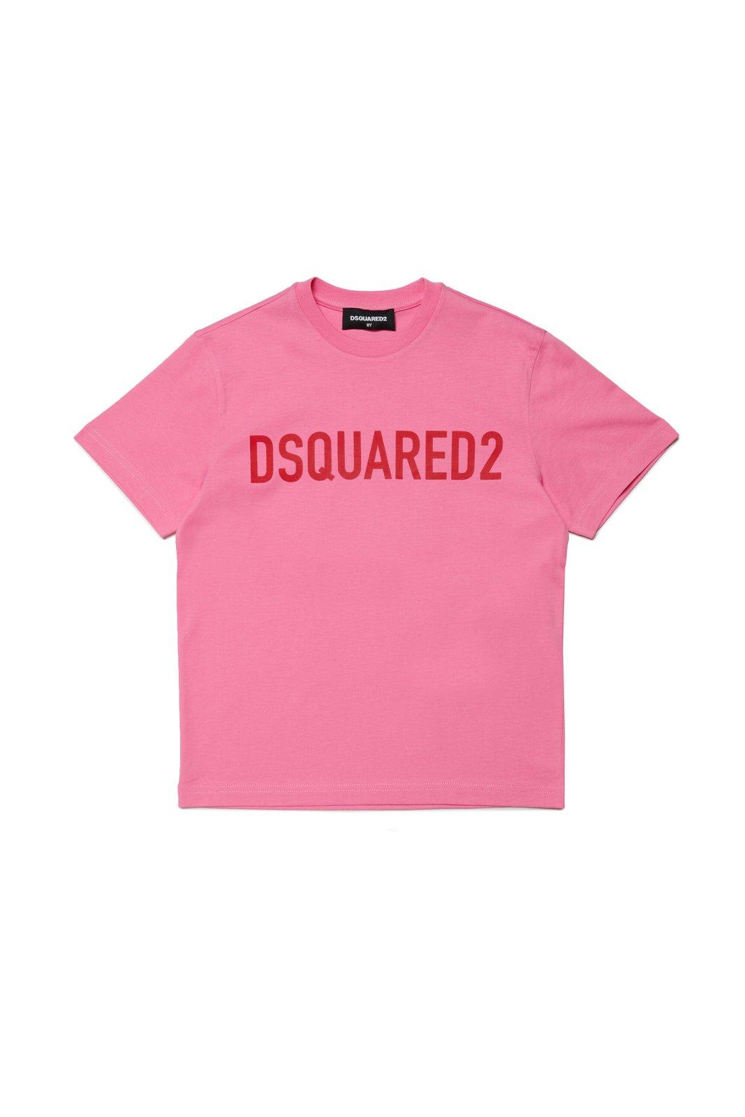 Dsquared2 Kids' Logo-printed Crewneck T-shirt In Pink