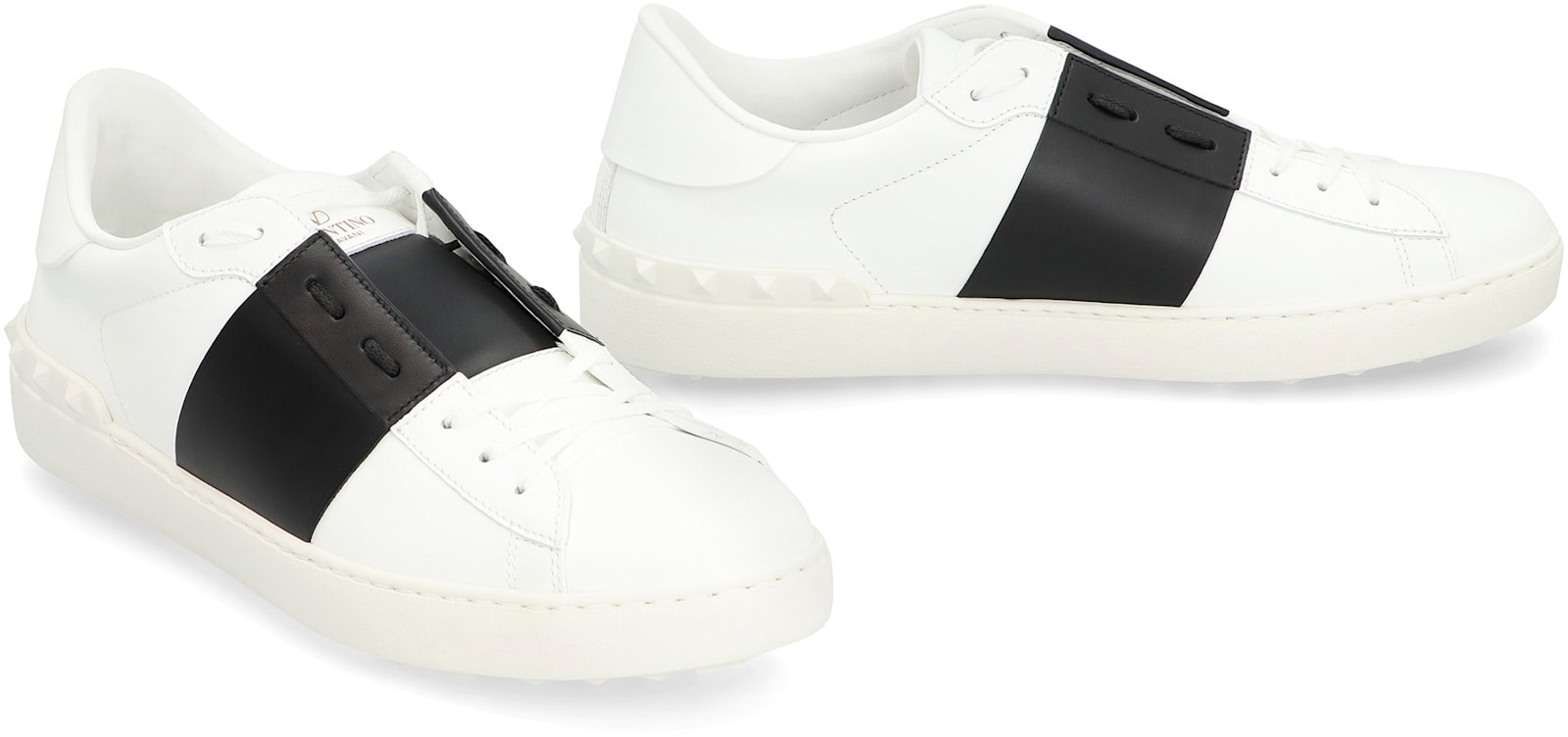 Shop Valentino Garavani - Open Leather Low-top Sneakers In White