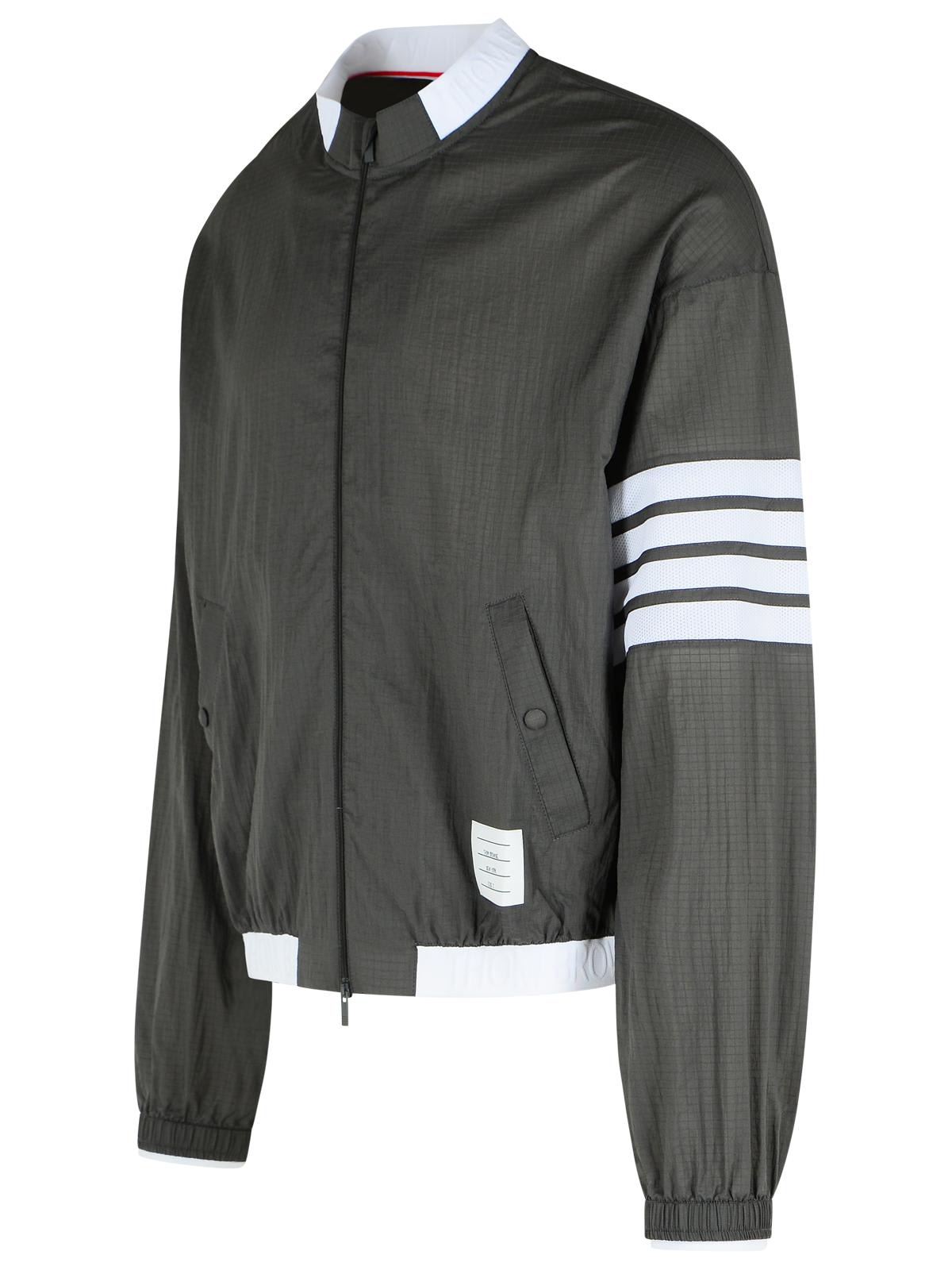Thom Browne 4 Bar Grey Polyester Jacket In Gray