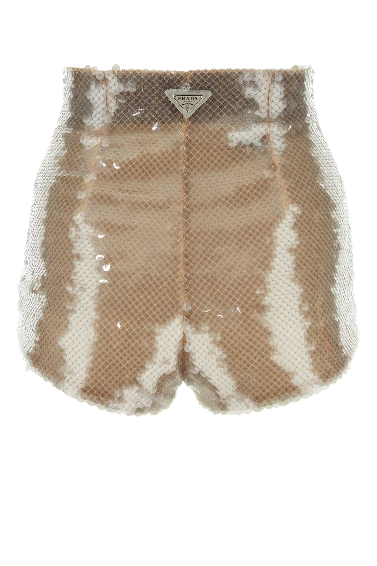 Shop Prada Embellished Tulle Shorts In Perla
