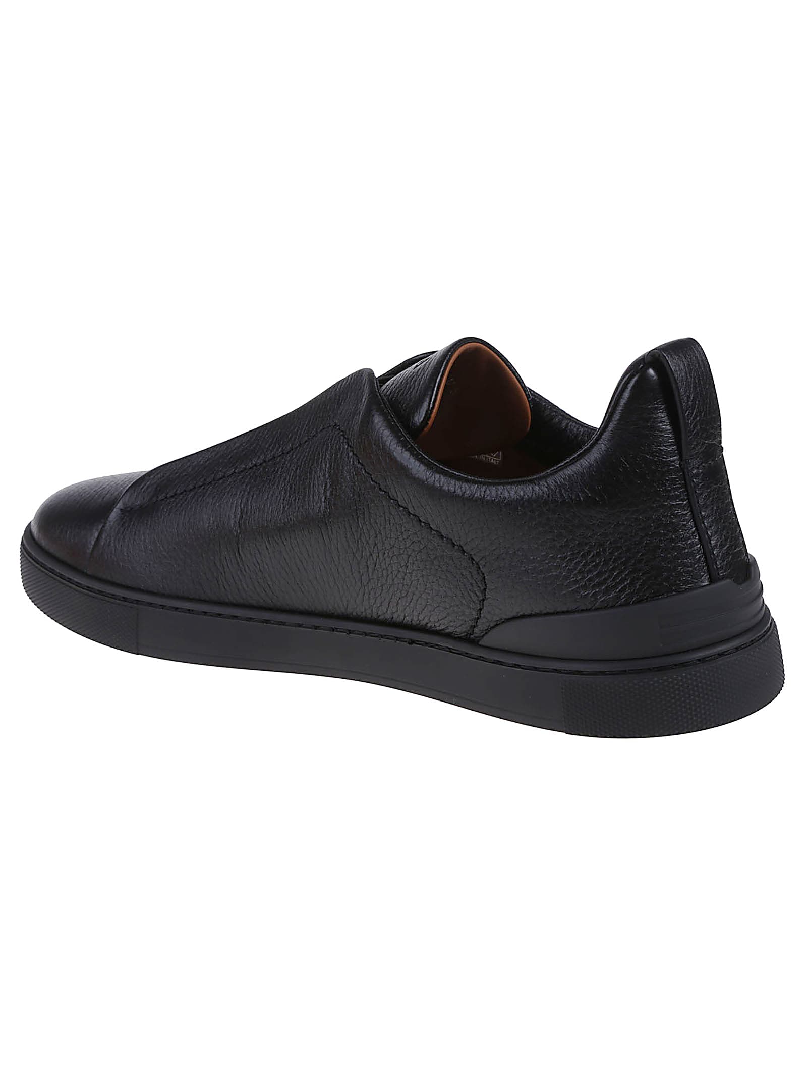 Zegna Triple Stitch Low-cut Skate Shoes In Black