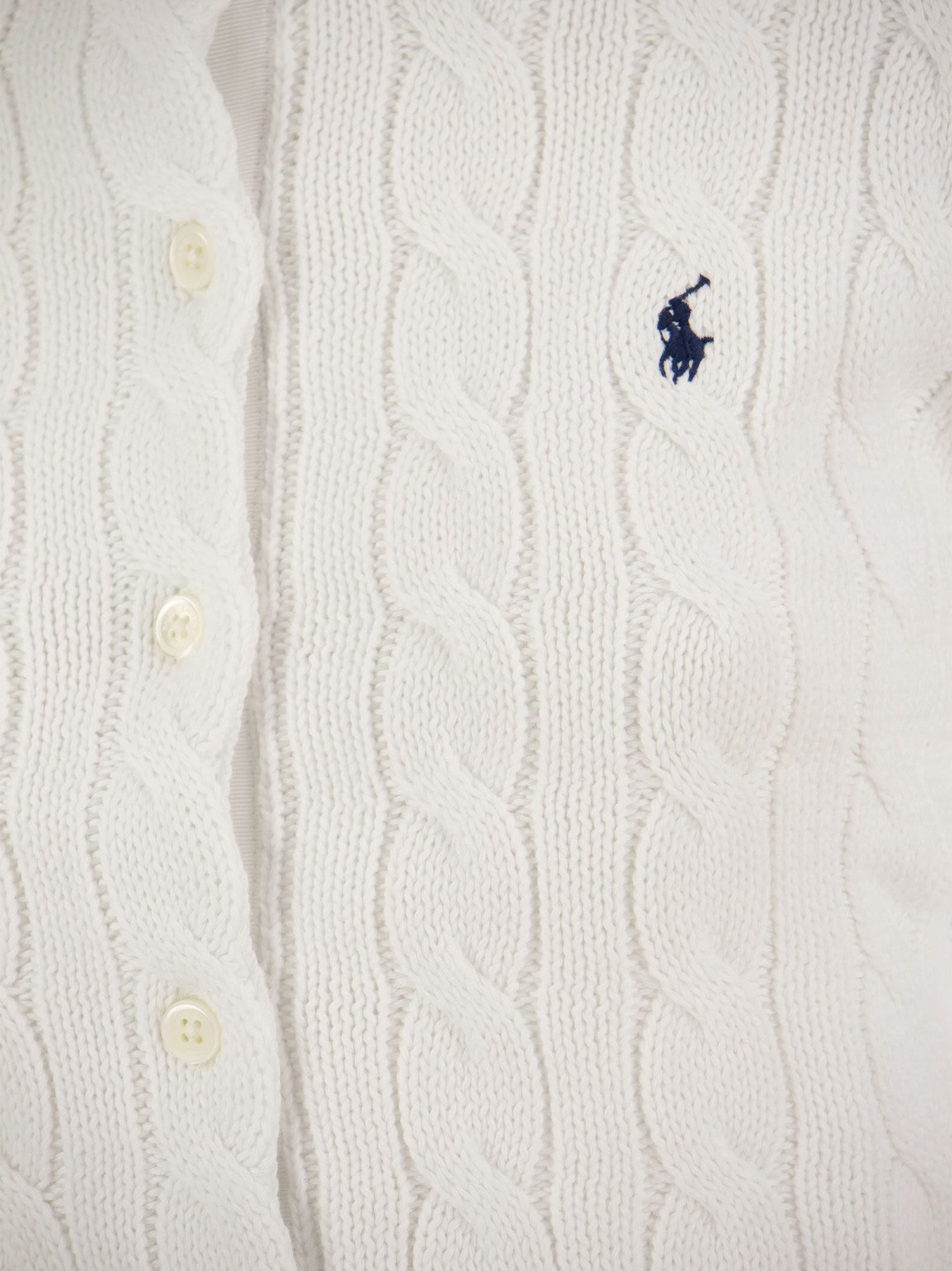 Shop Polo Ralph Lauren Long Sleeve Cardigan In White