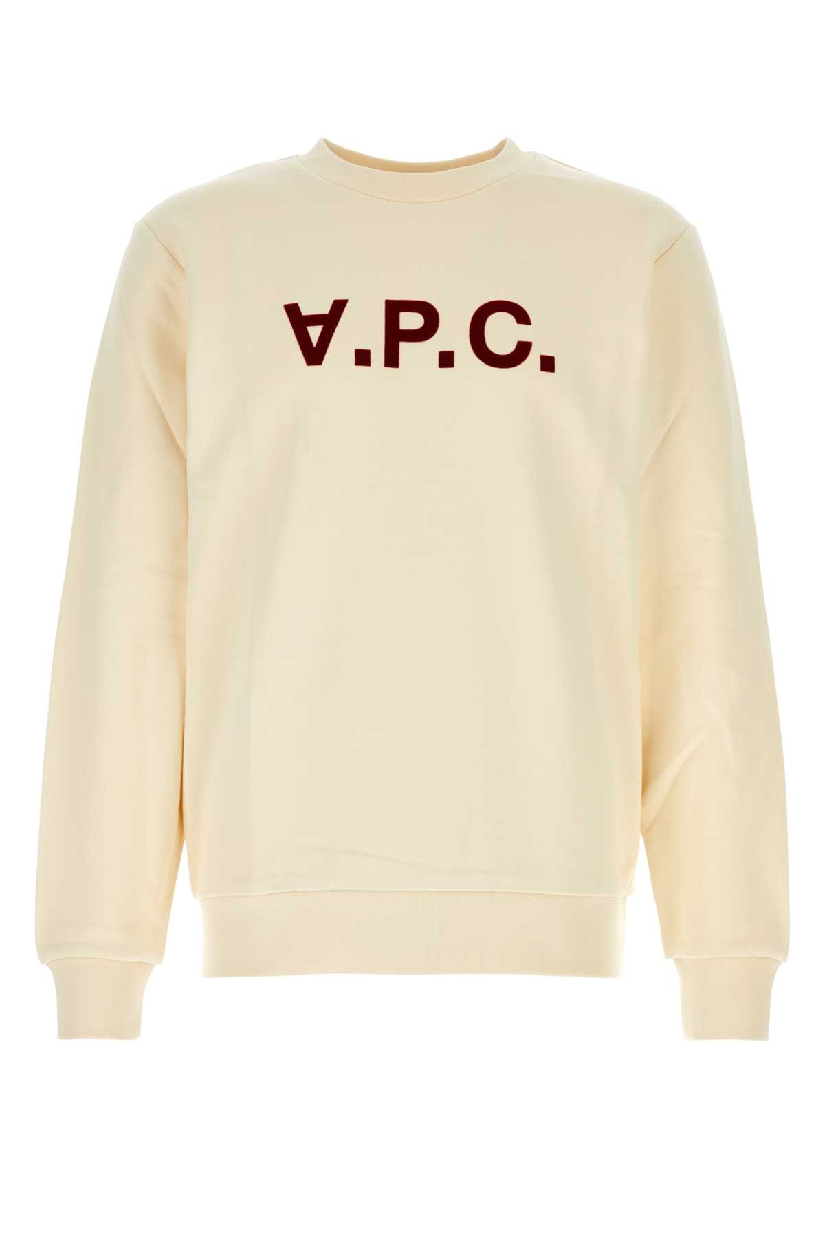 Shop Apc Ivory Cotton Sweatshirt In Ecrubordeau