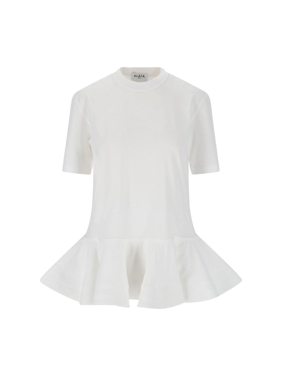 Shop Alaïa Peplum T-shirt In White