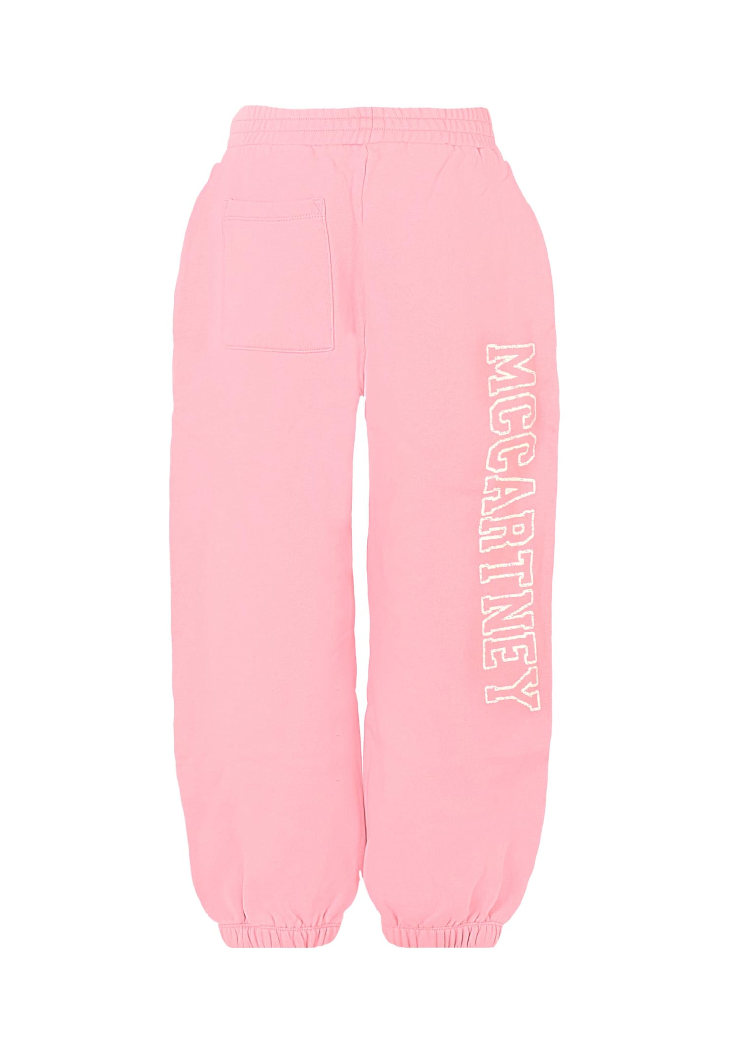 Stella Mccartney Pink Sweatpants For Girl With White Logo In Pink