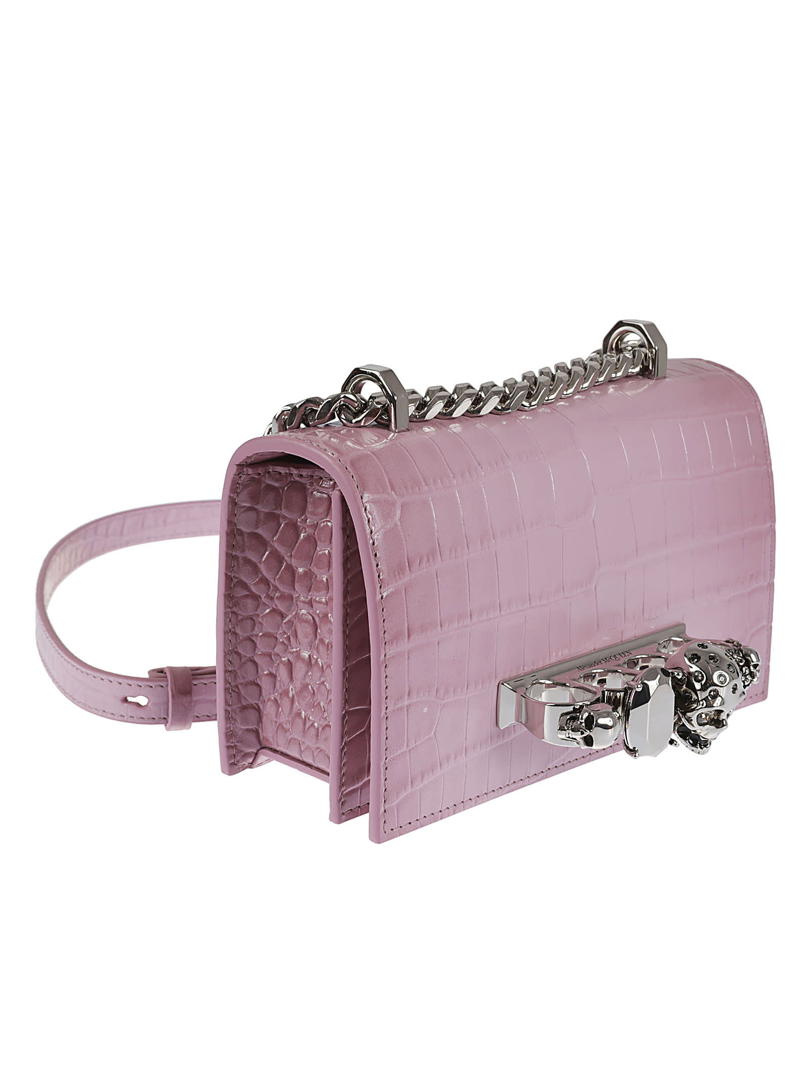 Shop Alexander Mcqueen Mini Himalayan Jeweled Shoulder Bag In Antique Pink