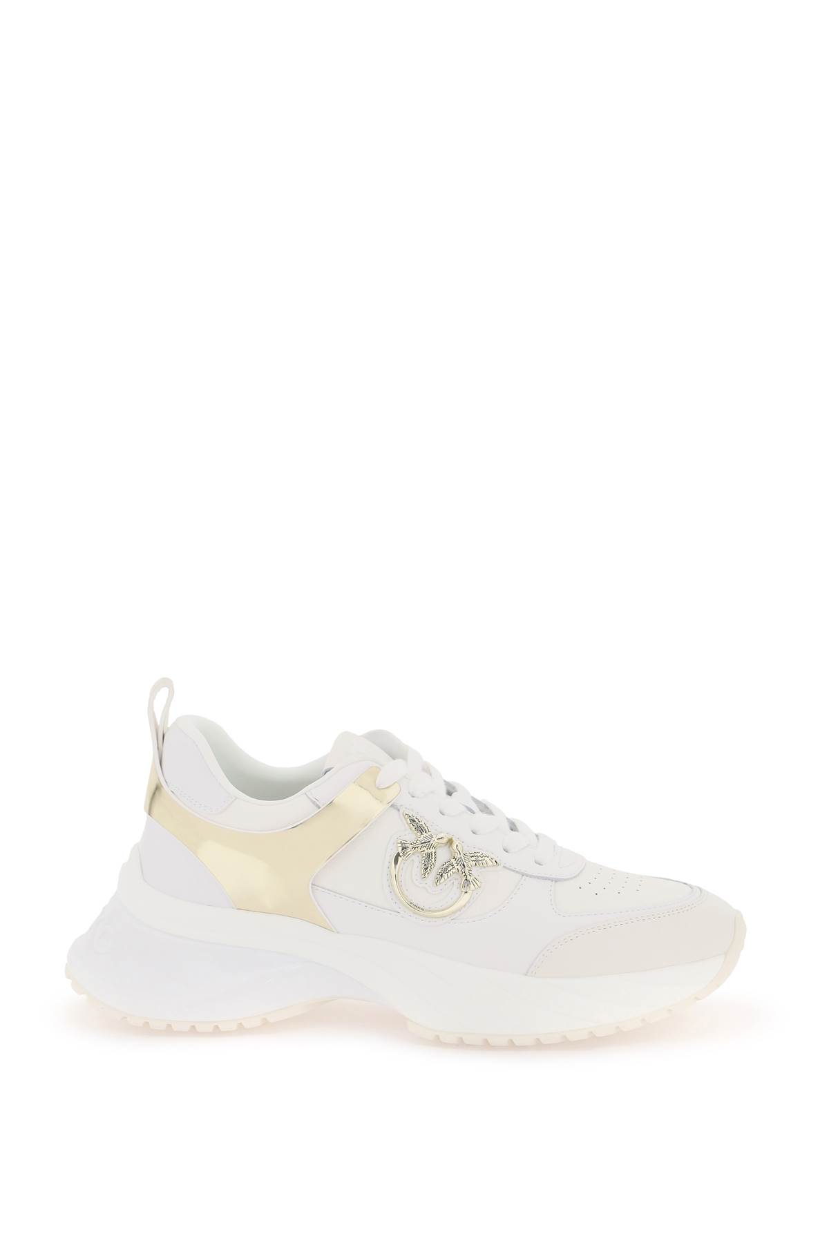 Shop Pinko Love Birds Sneakers In Mirror White (white)