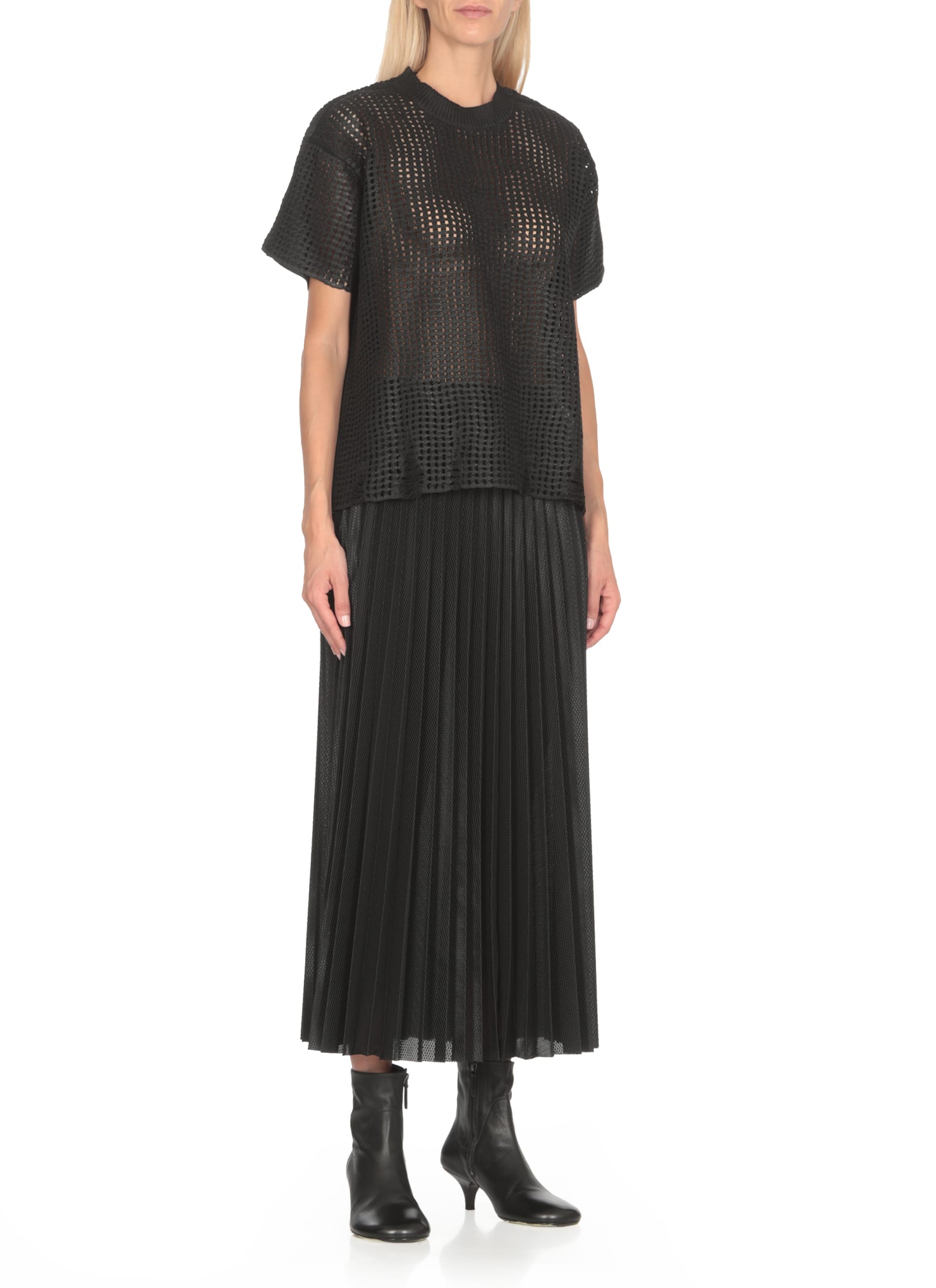 Shop Junya Watanabe T-shirt With Net In Black