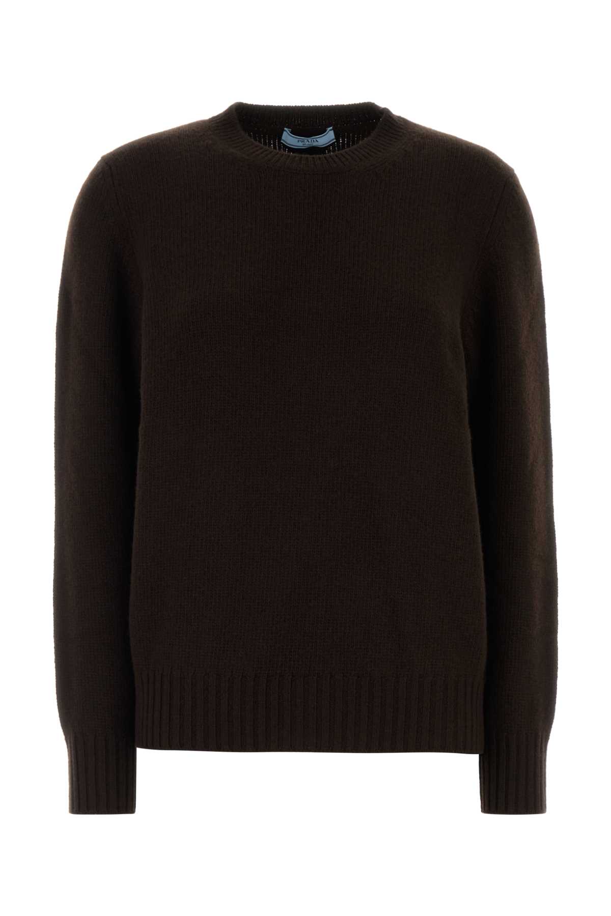 Prada Dark Brown Wool Blend Sweater In Brown