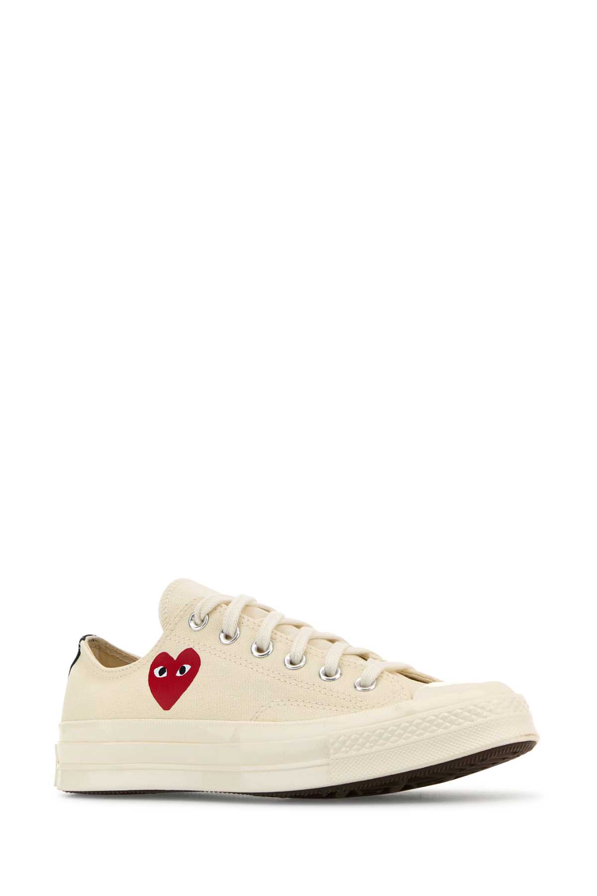 Shop Comme Des Garçons Play Ivory Canvas Comme Des Garã§ons X Converse Sneakers In White