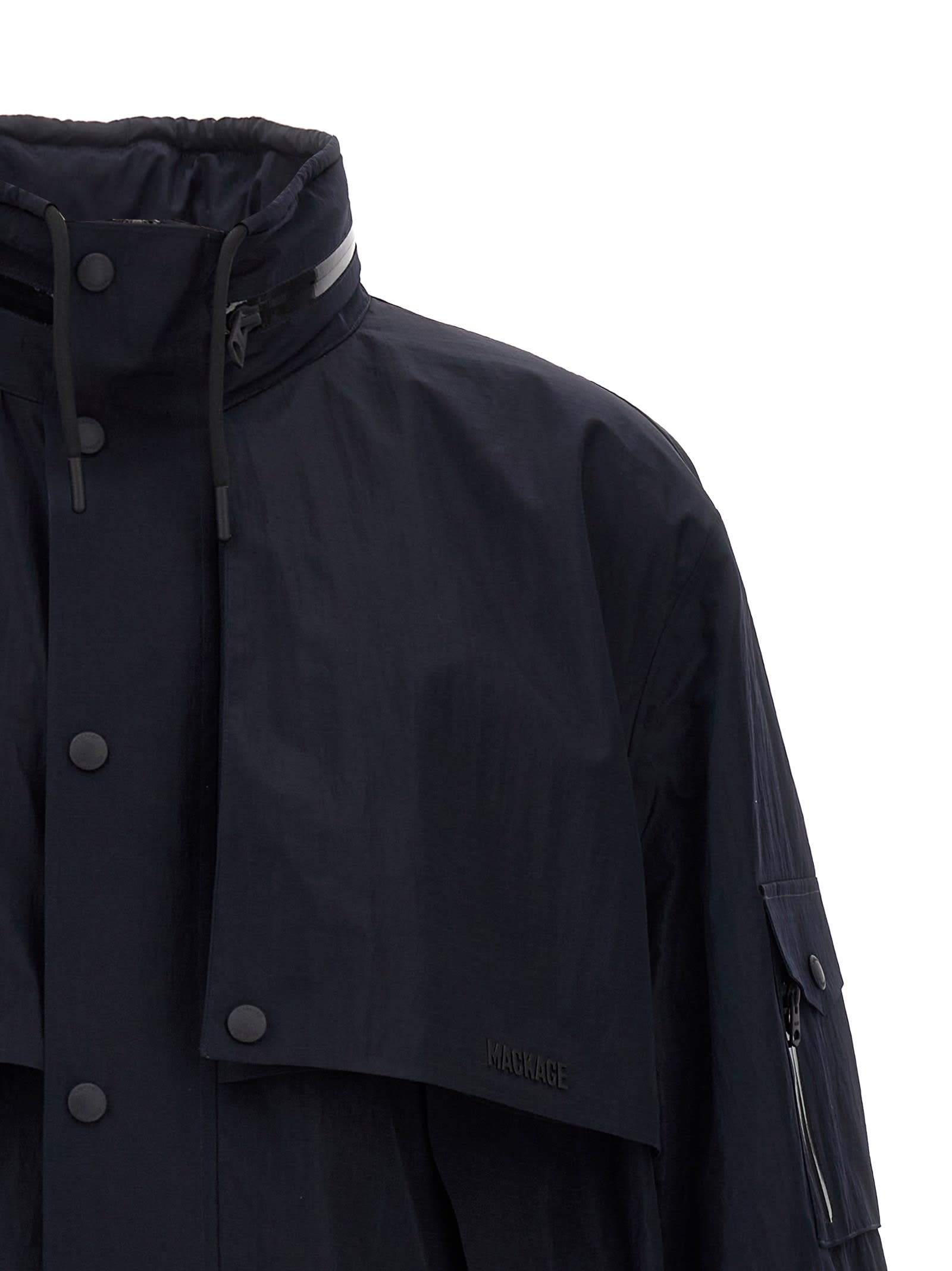 Mackage Midnight Blue Jacket With Detachable Overlay Panel In Blue