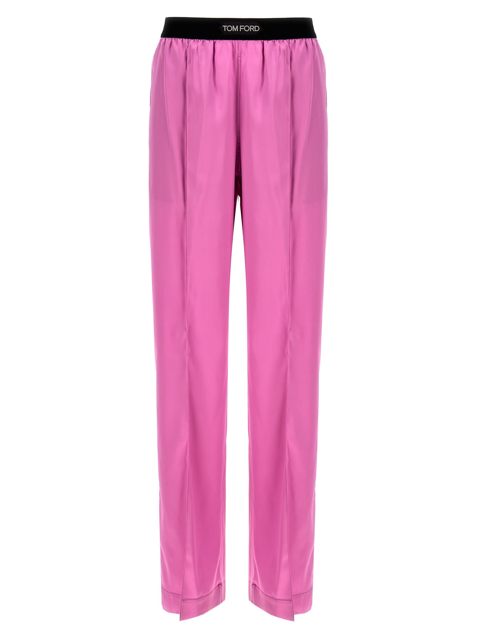 Shop Tom Ford Logo Elastic Pants In Purple