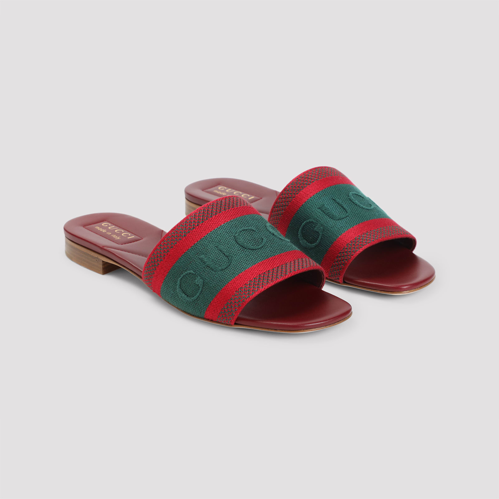 Gucci Open-toe Red Leather Sandals In Multi