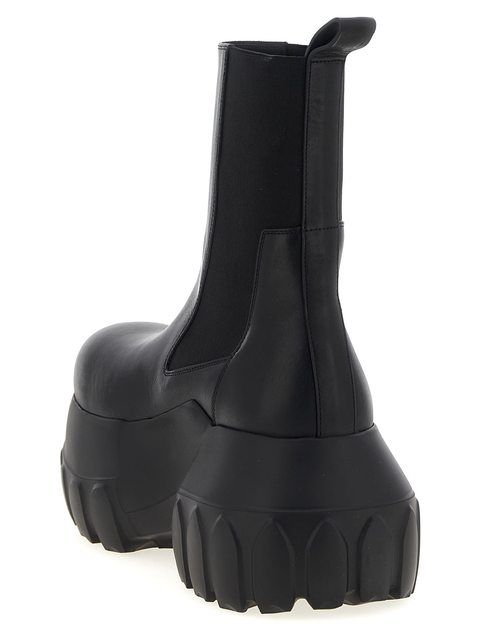 Rick Owens Beatle Mega Tractor Black Calf Leather Boots In Black
