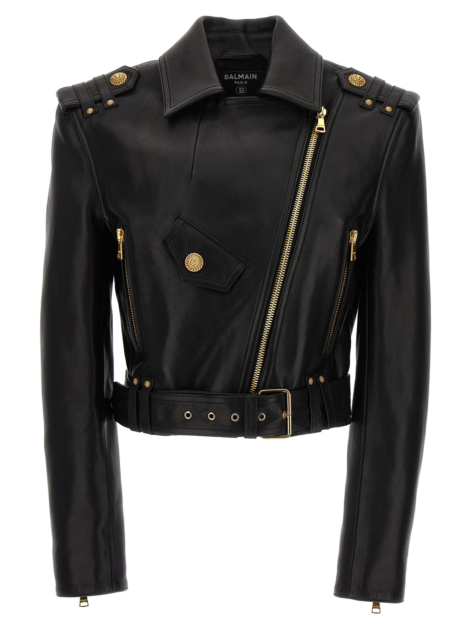 Shop Balmain Biker Jacket In Black