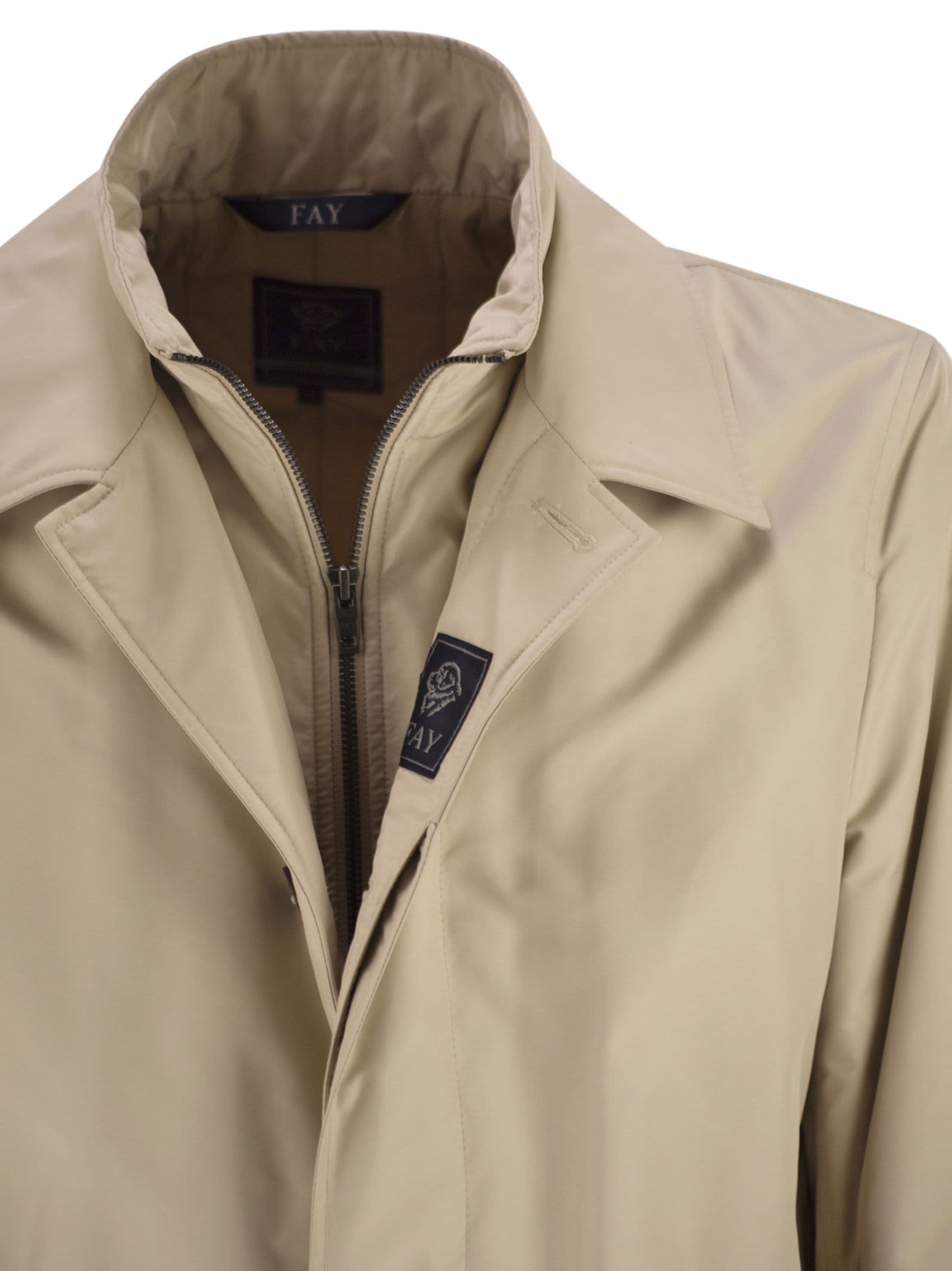 Fay Men Morning Coat In Technical Poplin In Neutral
