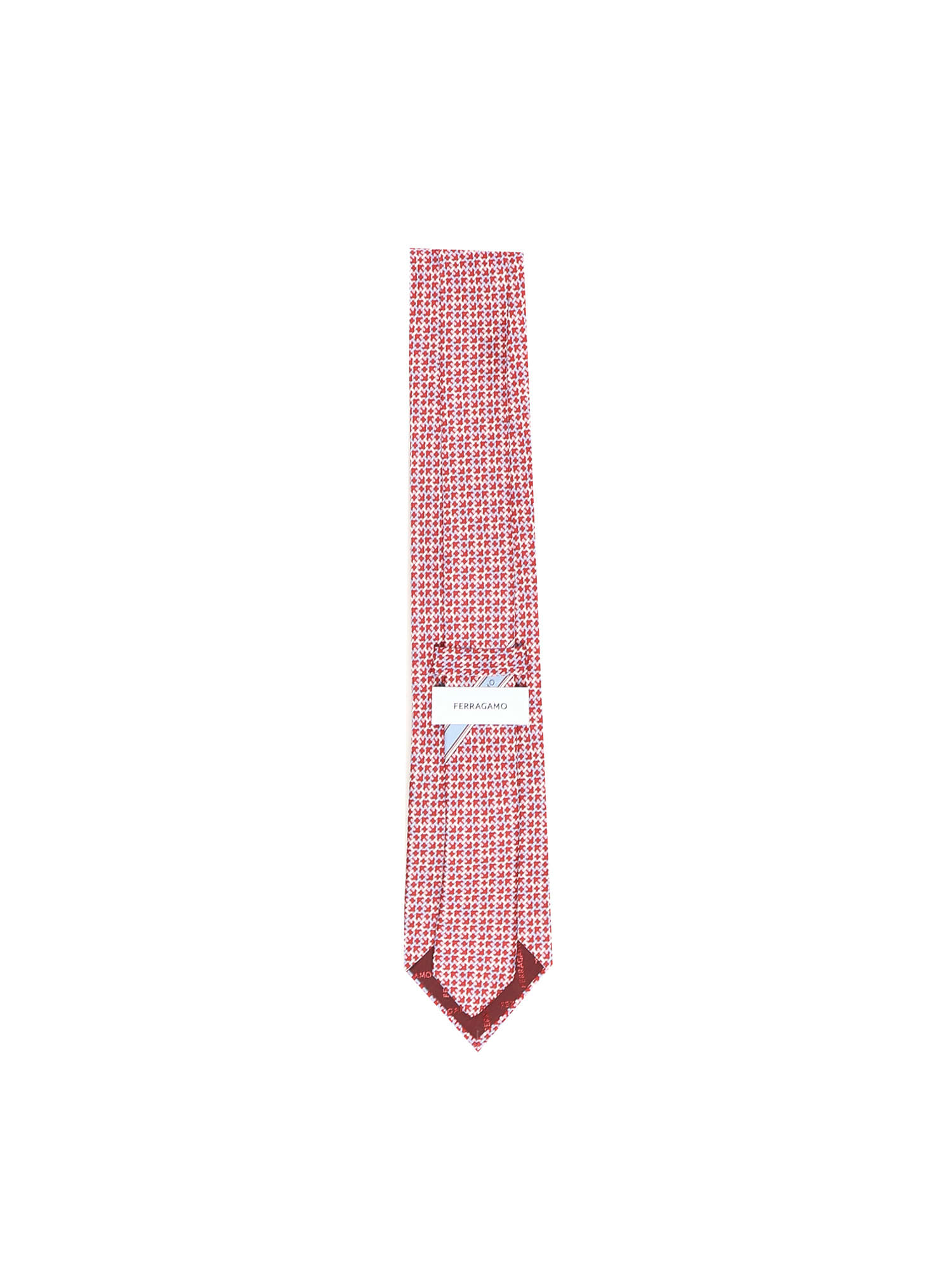 Ferragamo Gancini Print Silk Tie In Red