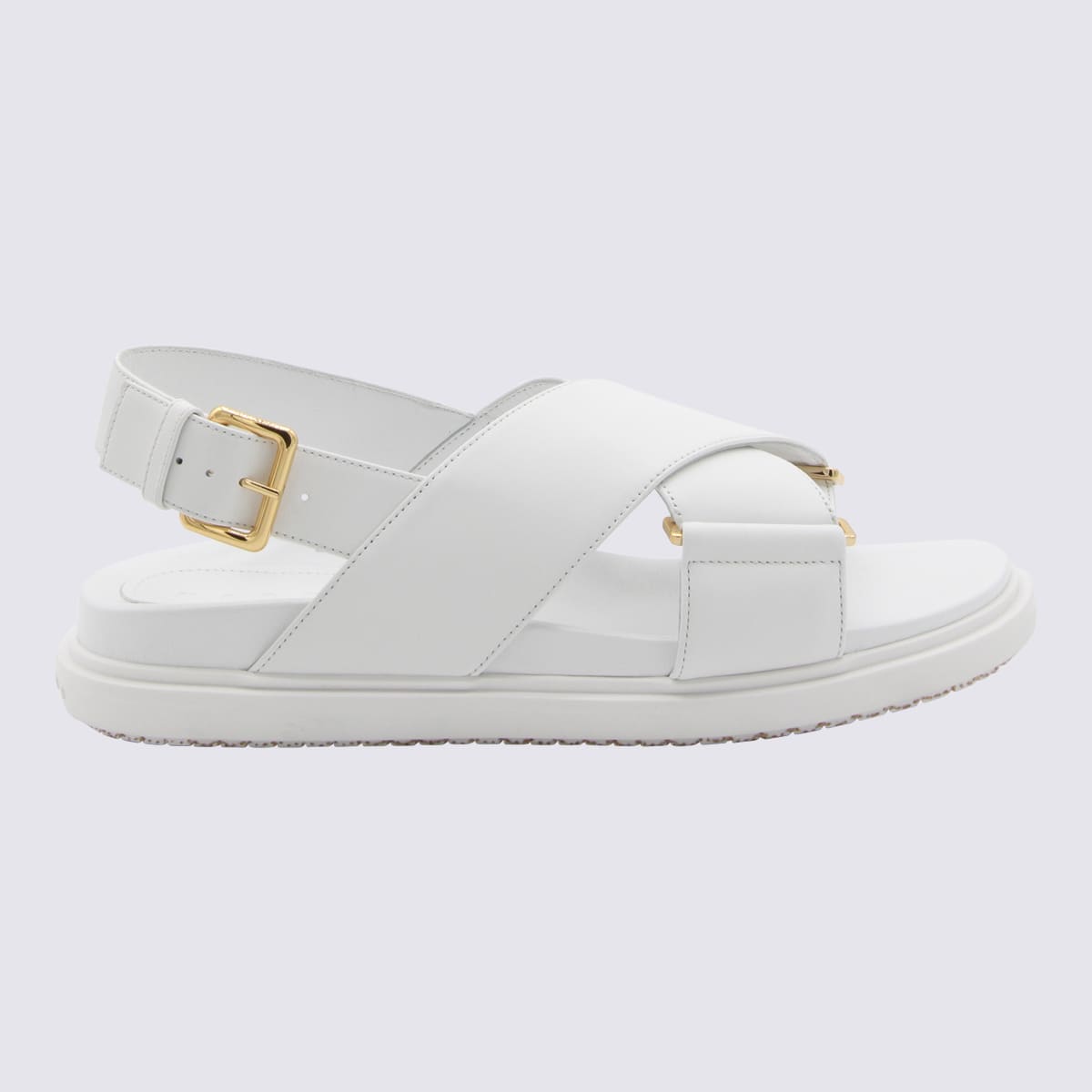 White Leather Fussbet Sandals
