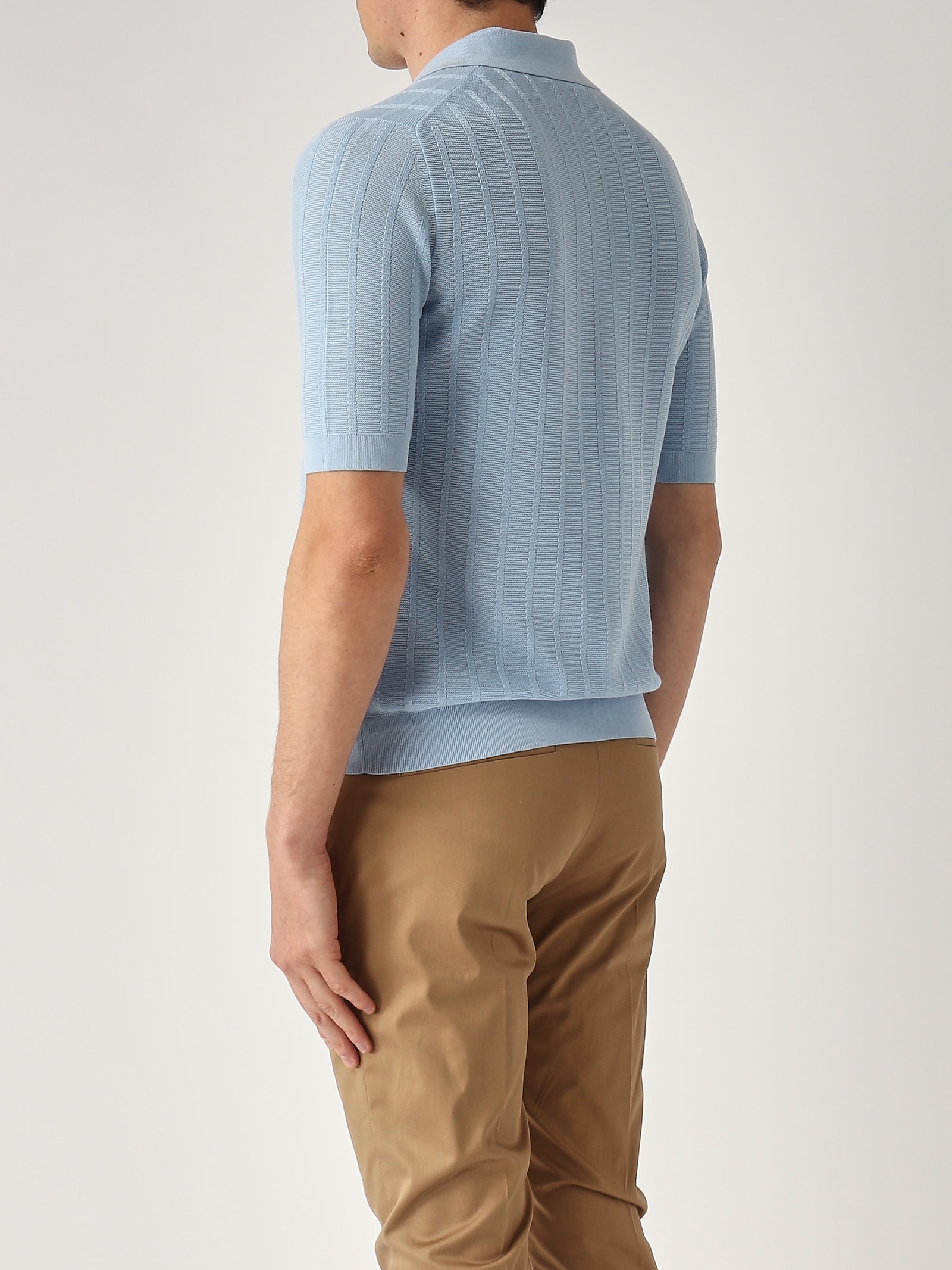 Ballantyne Camicia M/c Punto Riso A Coste Ribs Shirt In Blue