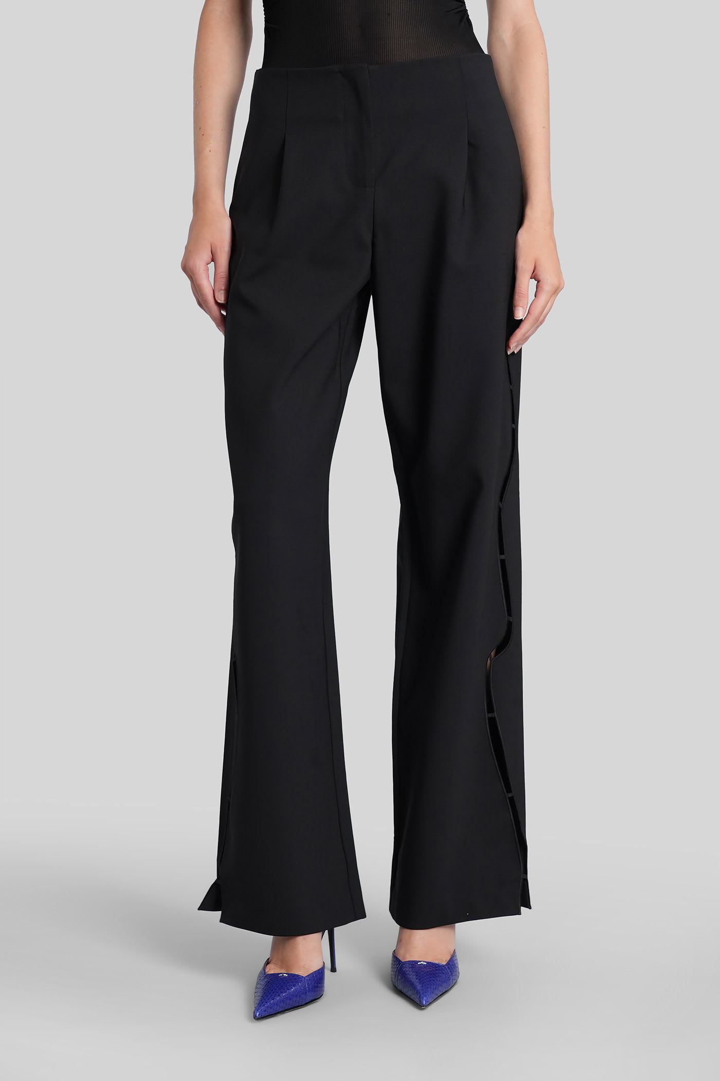 Christopher Esber Pants In Black Wool In Blue