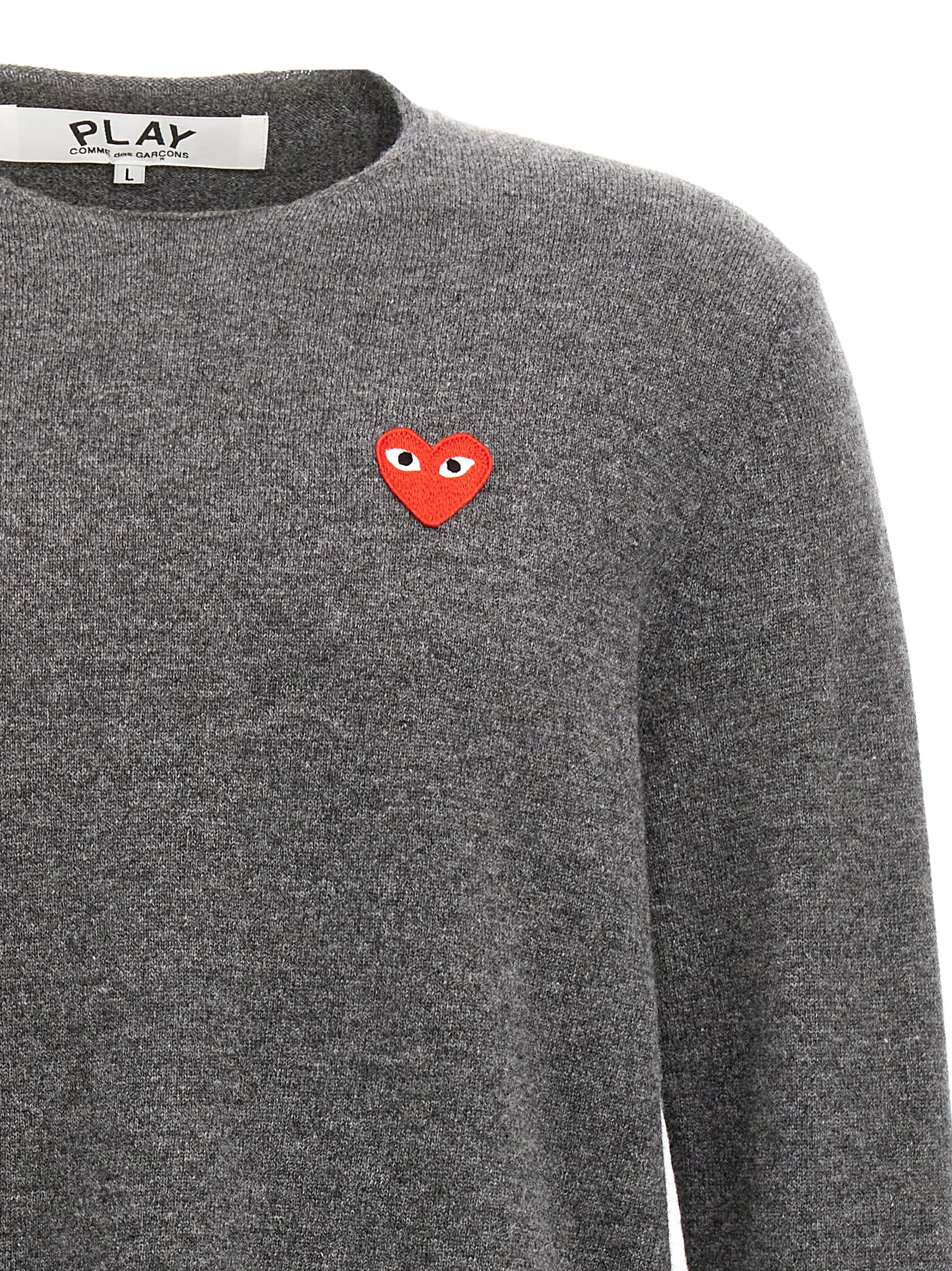 Shop Comme Des Garçons Play Heart Sweater In Gray